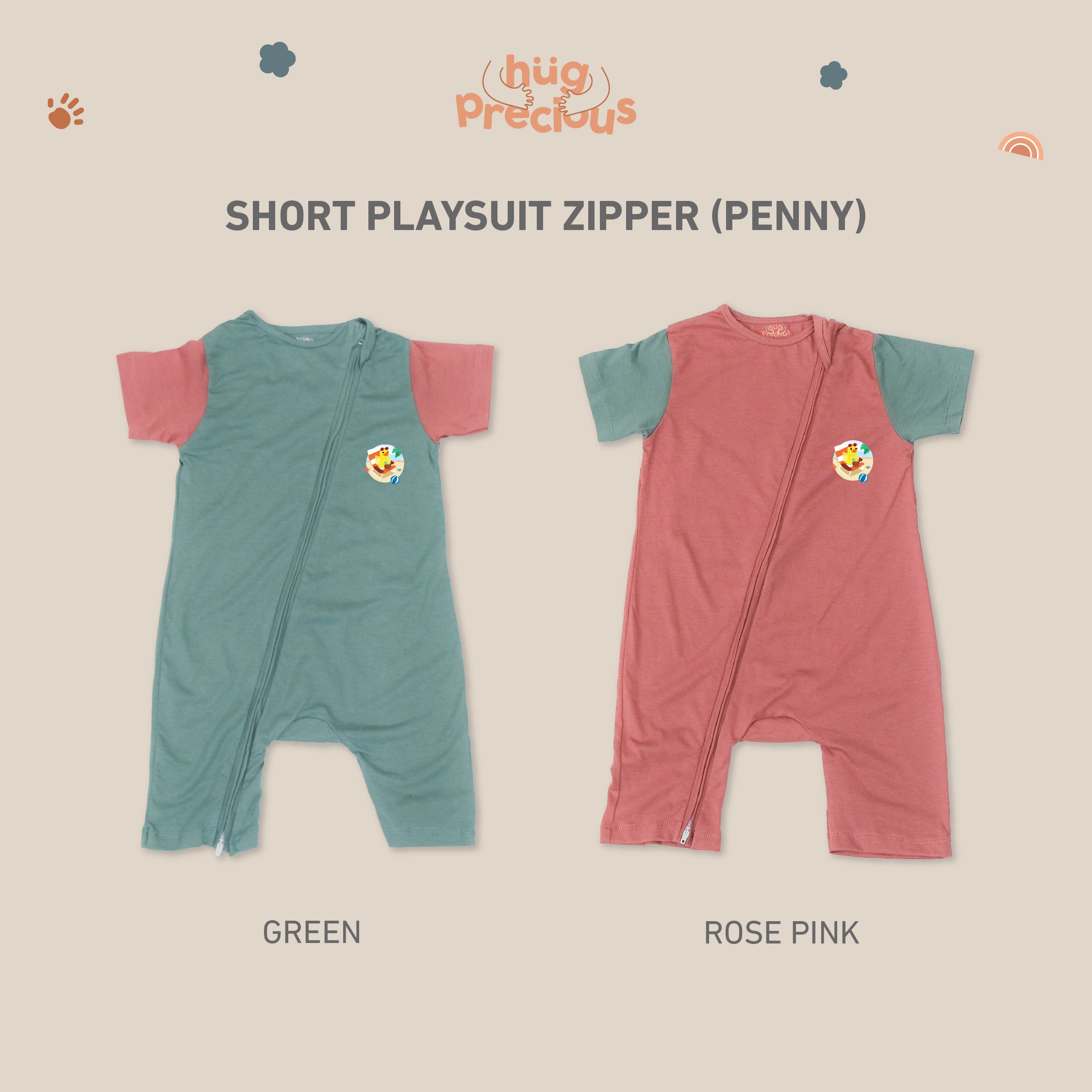Short Playsuit Zipper - Summer Duck - Modal - (Jumper Bayi)