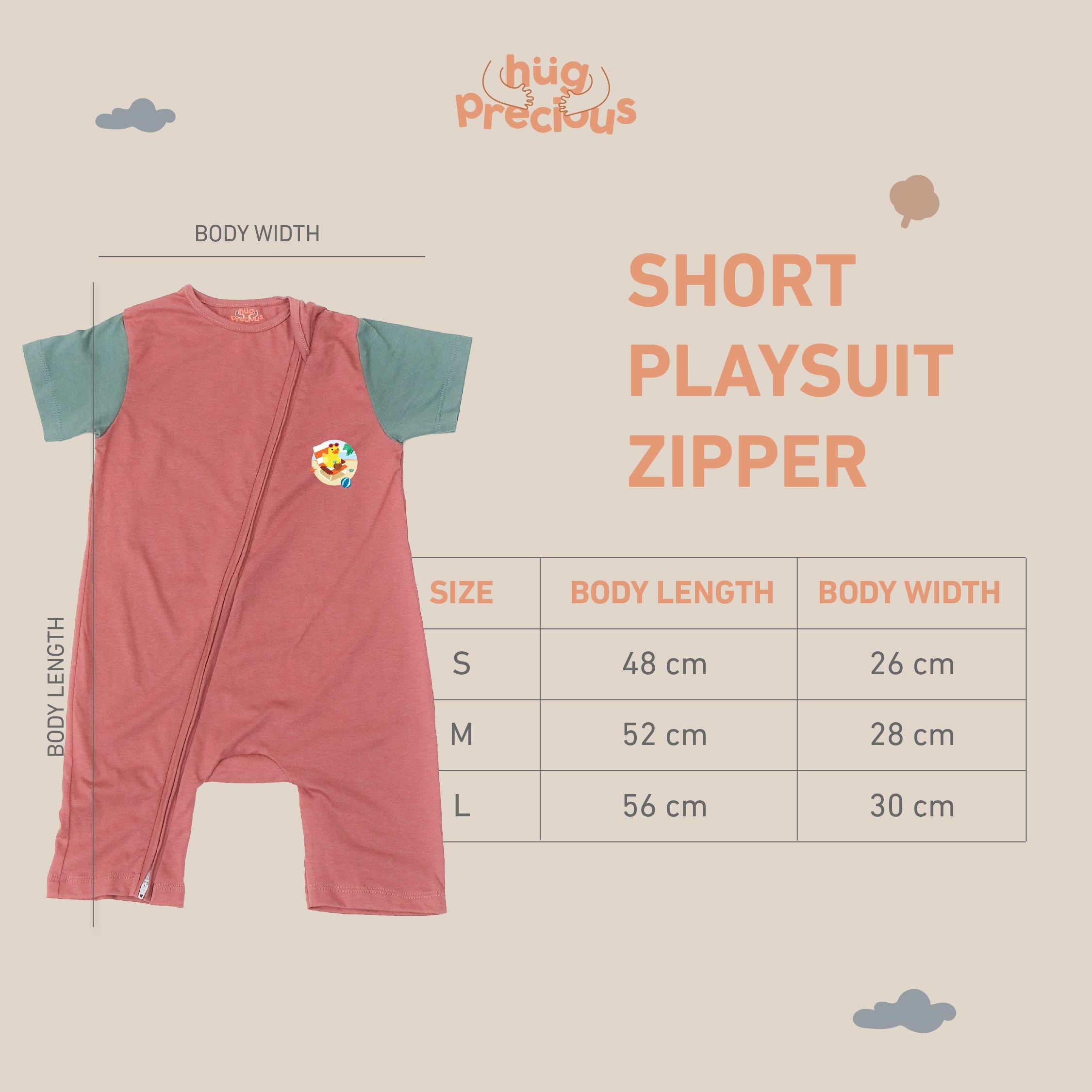 Short Playsuit Zipper - Summer Duck - Modal - (Jumper Bayi)