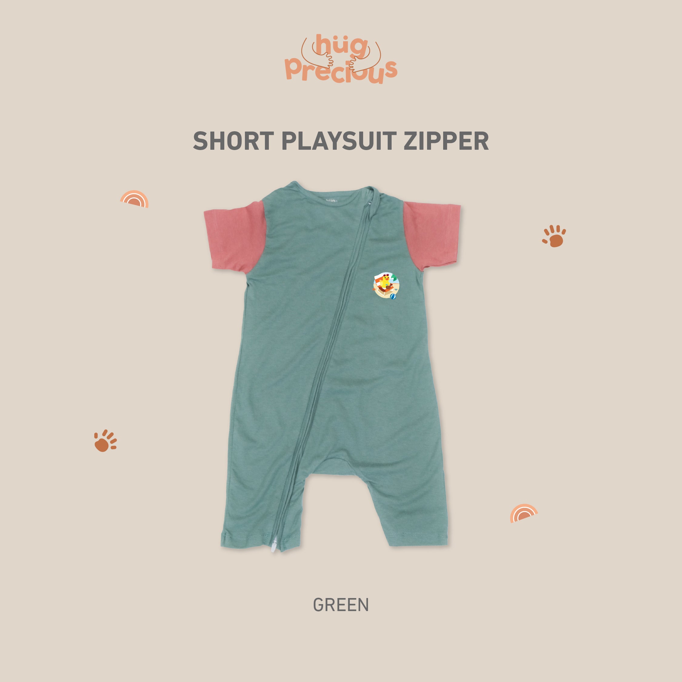 Short Playsuit Zipper - Summer Duck - Modal - (Jumper Bayi)