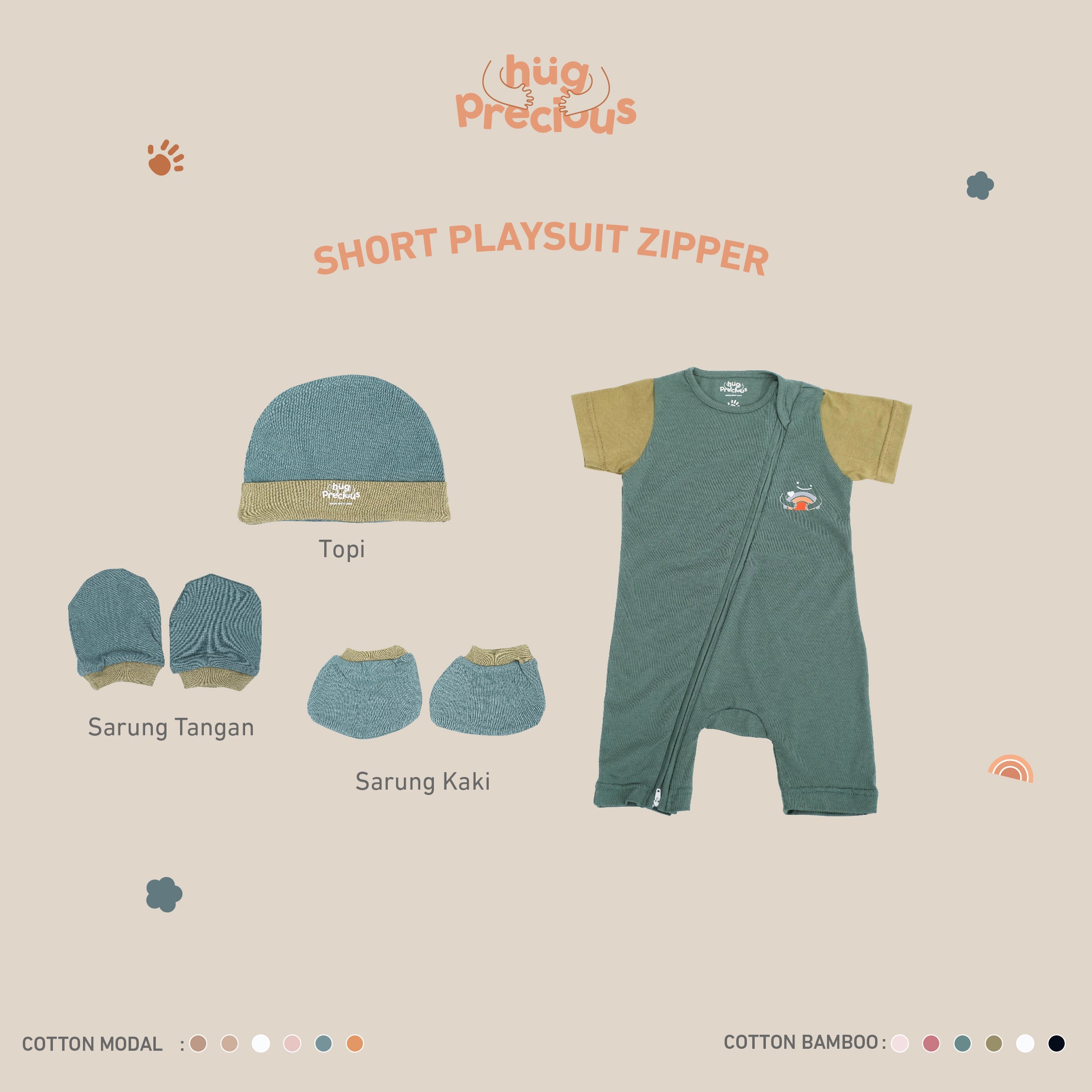 PROMO BUNDLE: Short Playsuit Zipper CLOUD