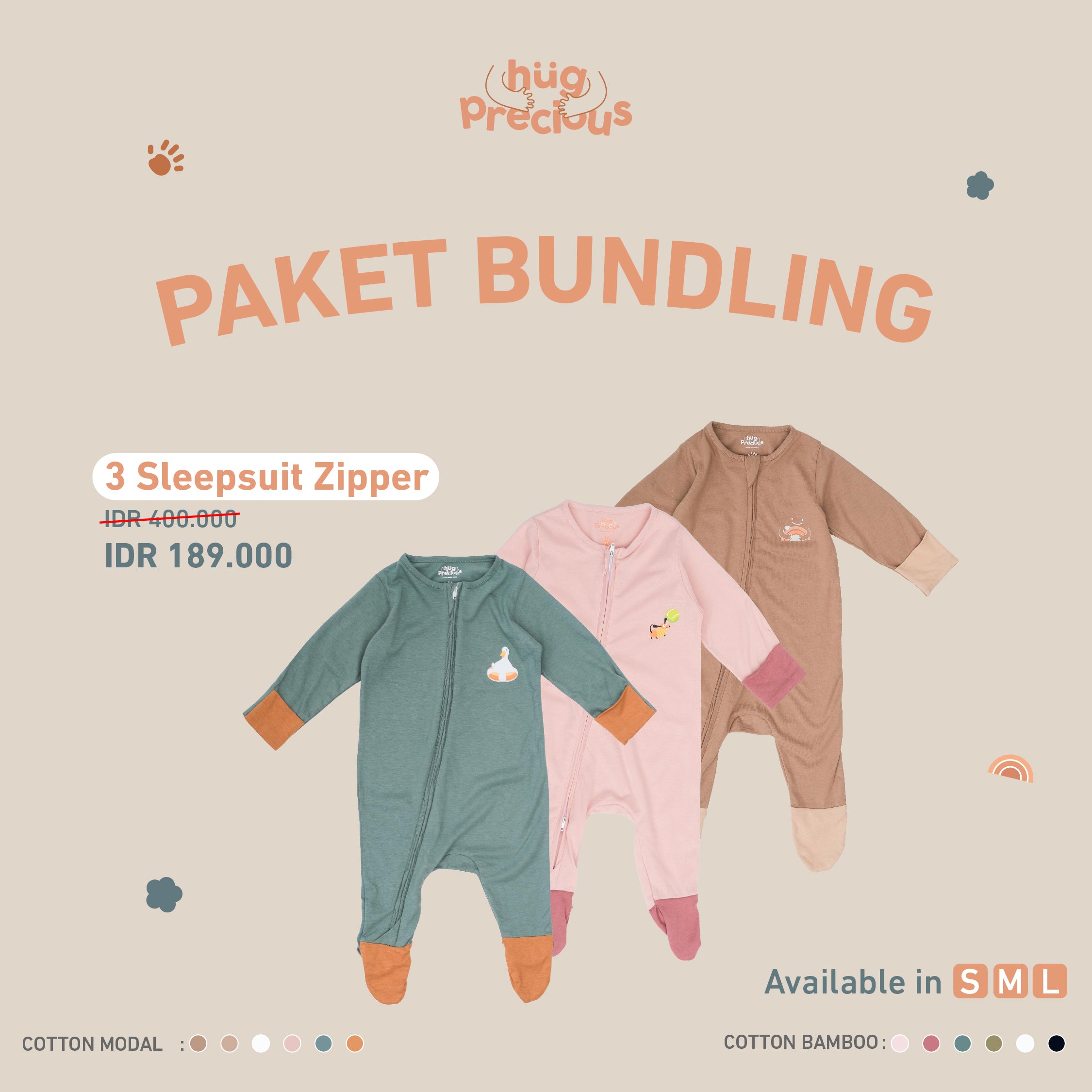 PAKET BUNDLING 3: Sleepsuit Zipper