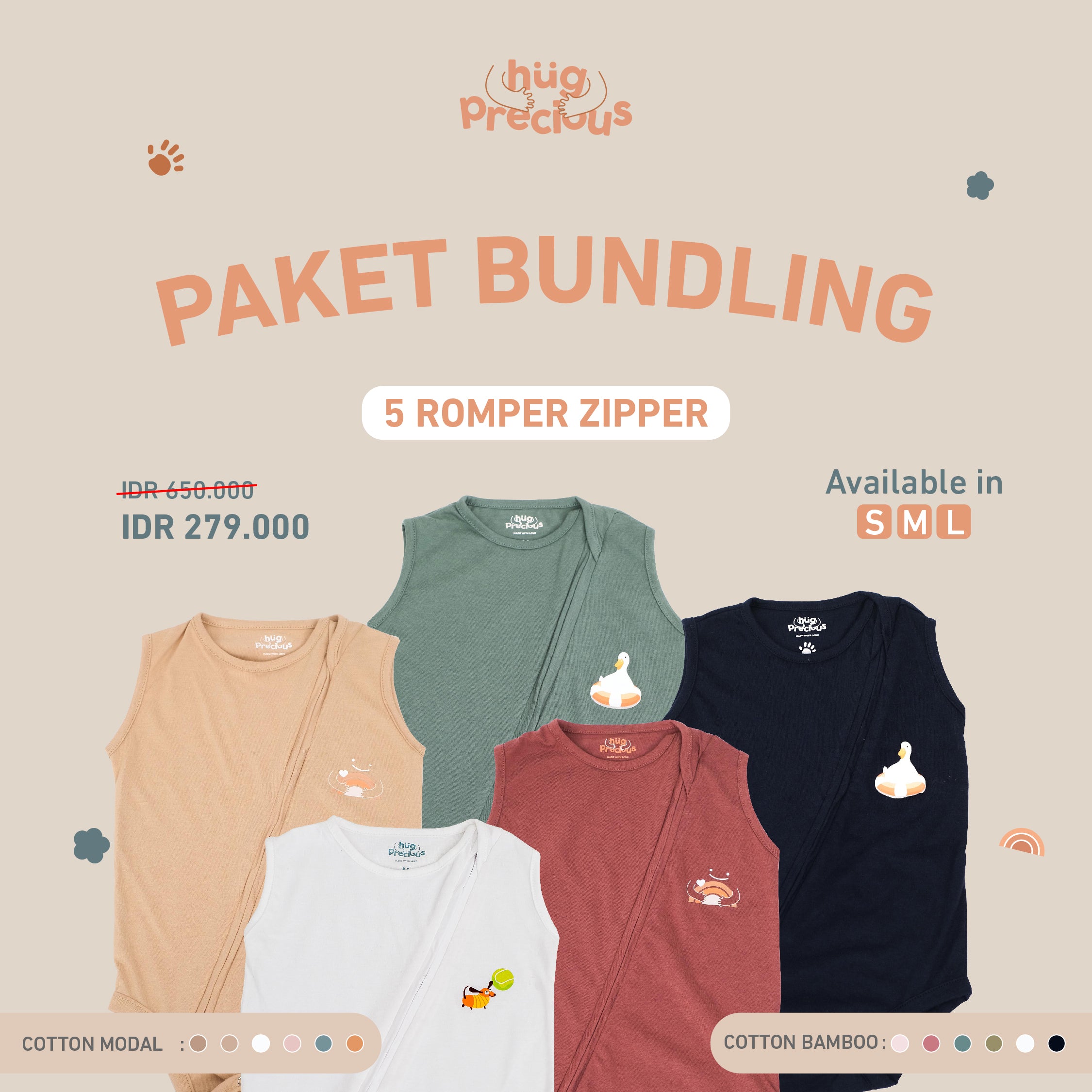 PAKET BUNDLING 5: Romper Zipper