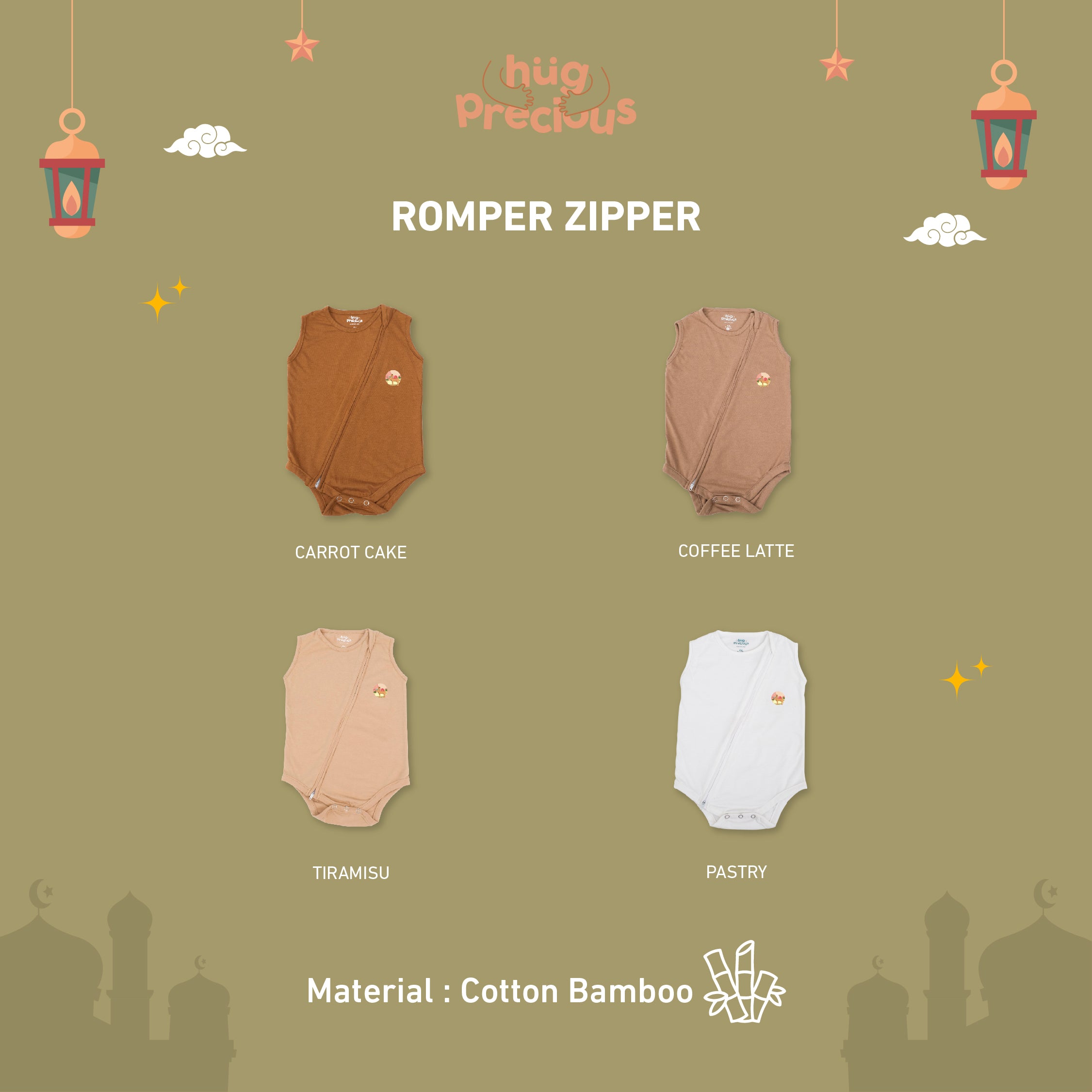 Romper Zipper SAHARA THE CAMEL Bamboo