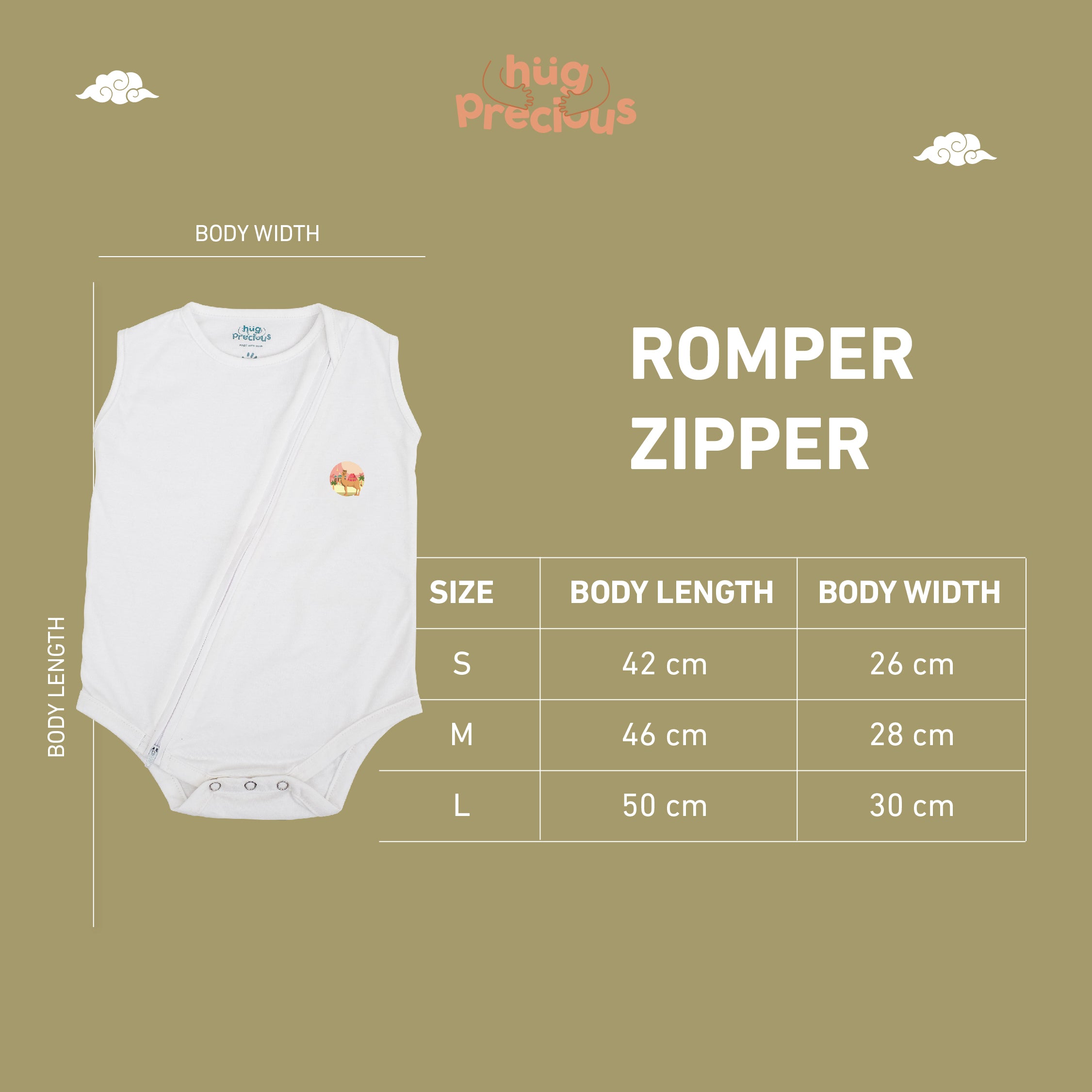 Romper Zipper SAHARA THE CAMEL Bamboo