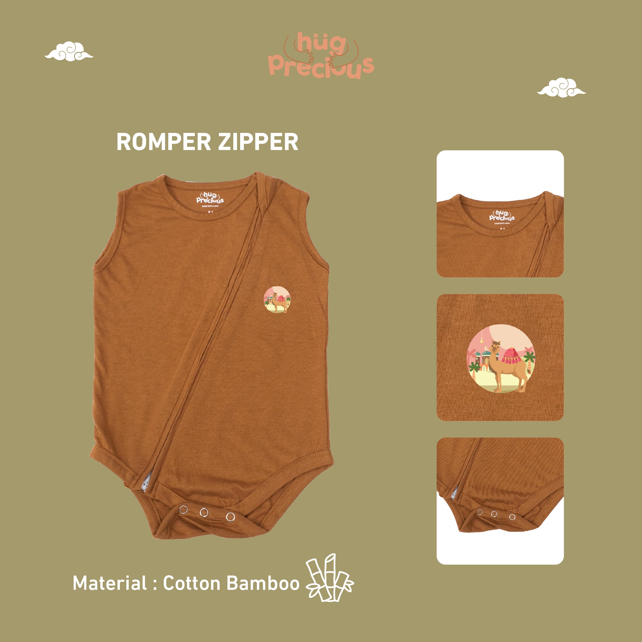 Romper Zipper SAHARA THE CAMEL Bamboo