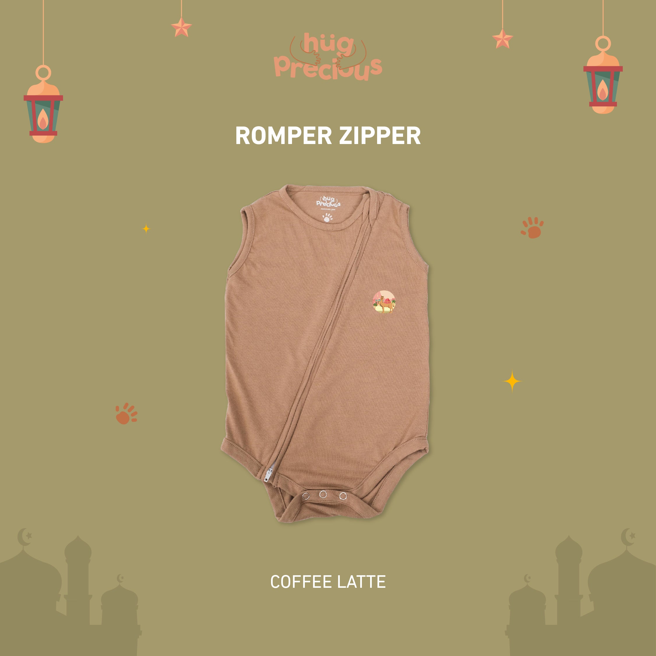 Romper Zipper SAHARA THE CAMEL Bamboo