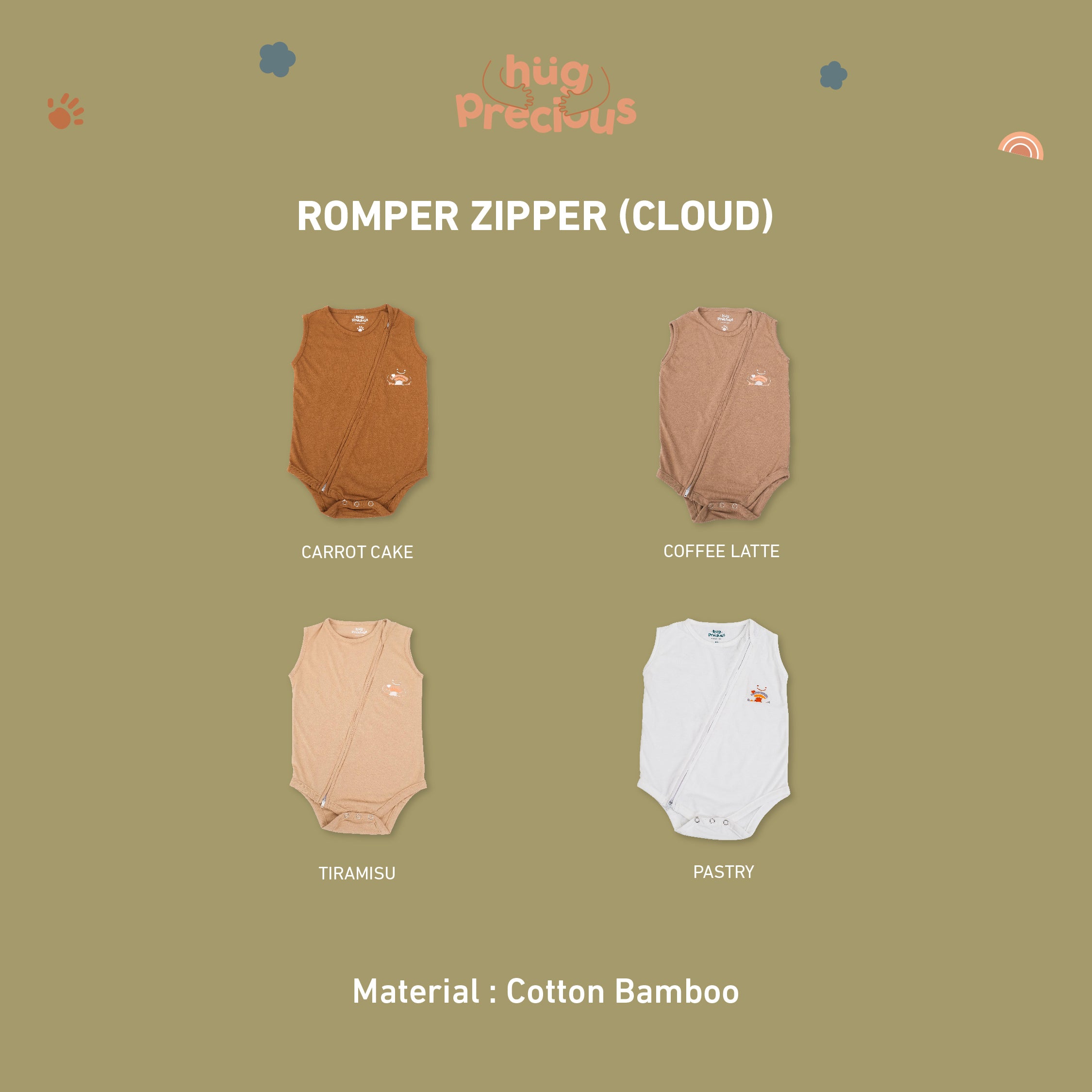 Romper Zipper CLOUD Bamboo