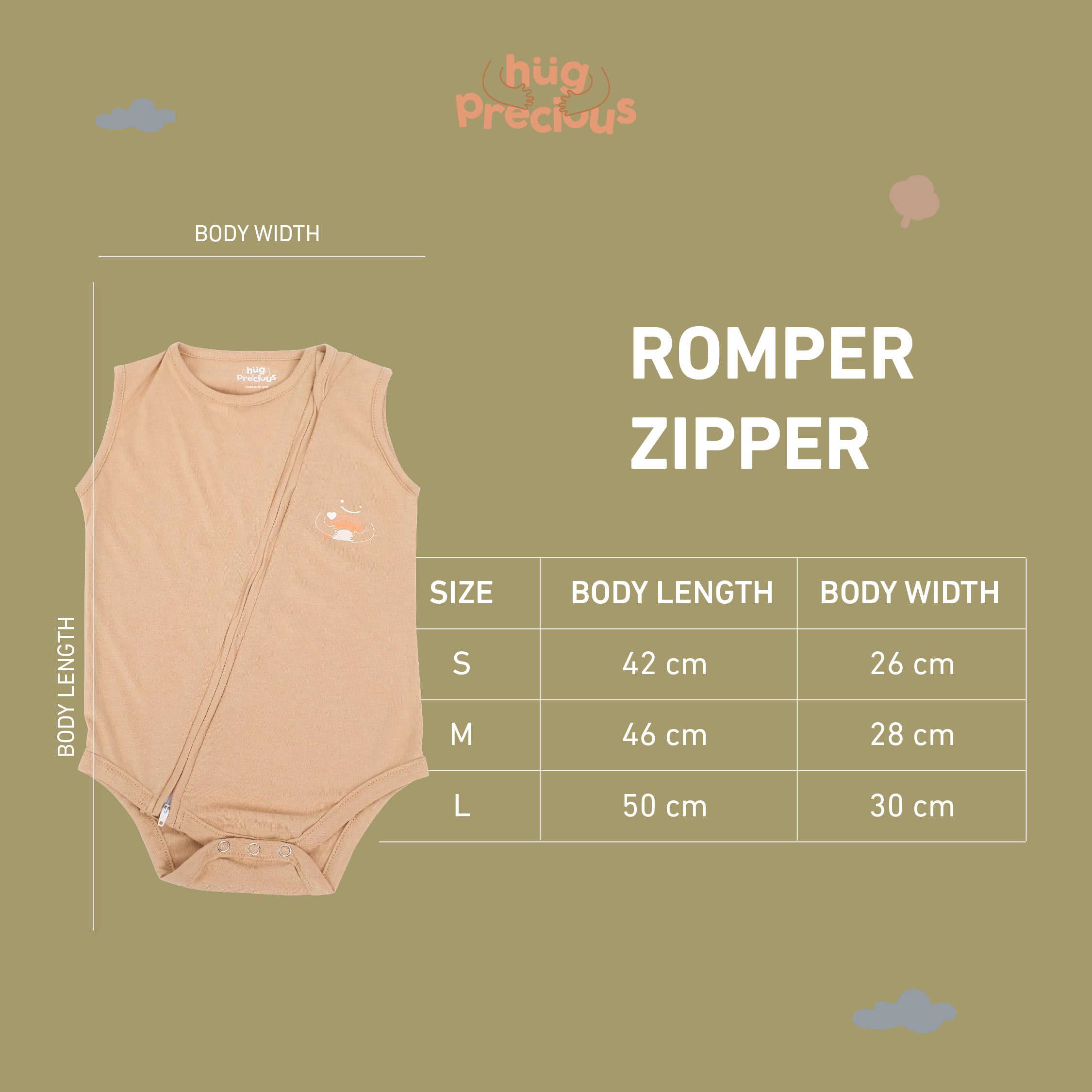 Romper Zipper CLOUD Bamboo