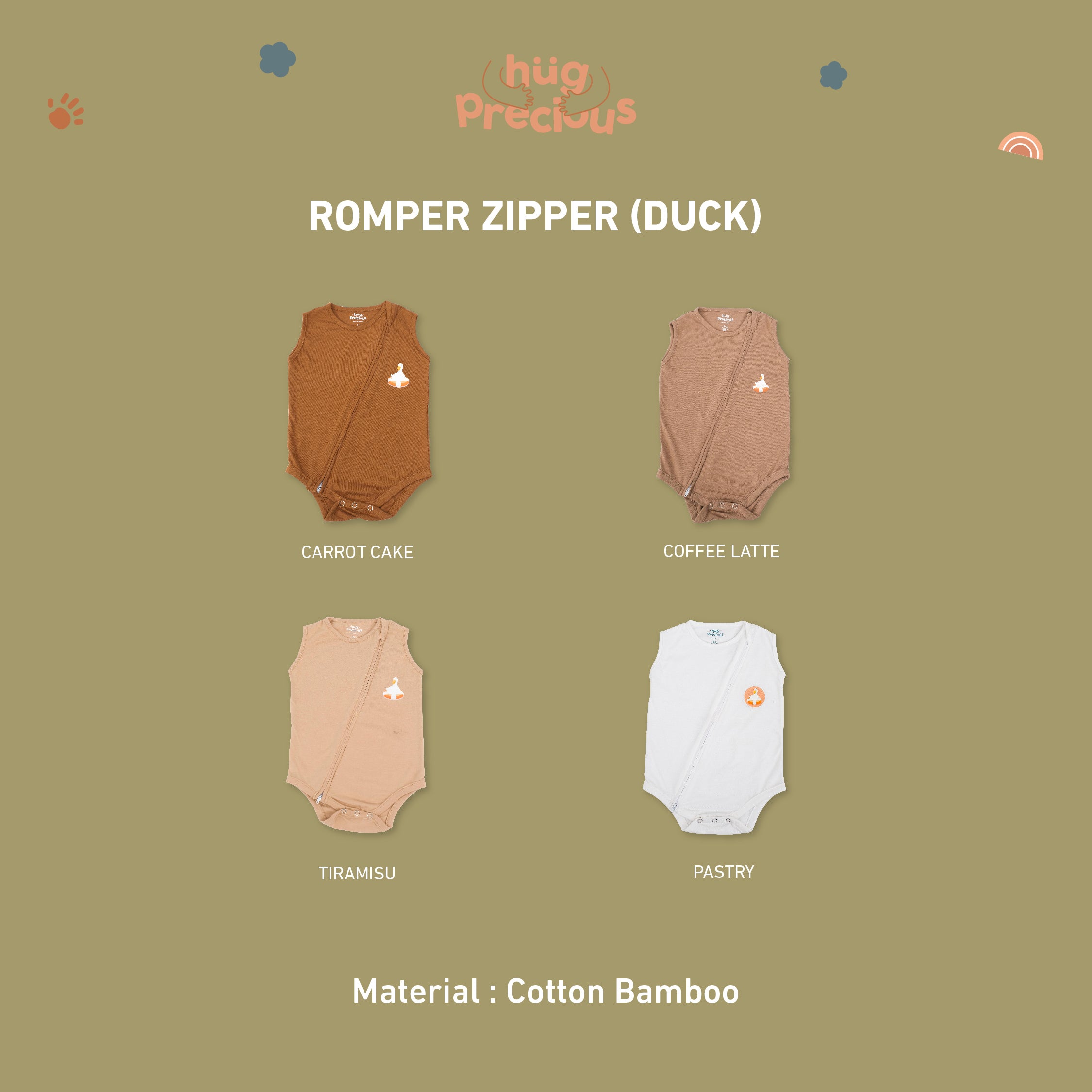 Romper Zipper MONTY THE DUCK Bamboo