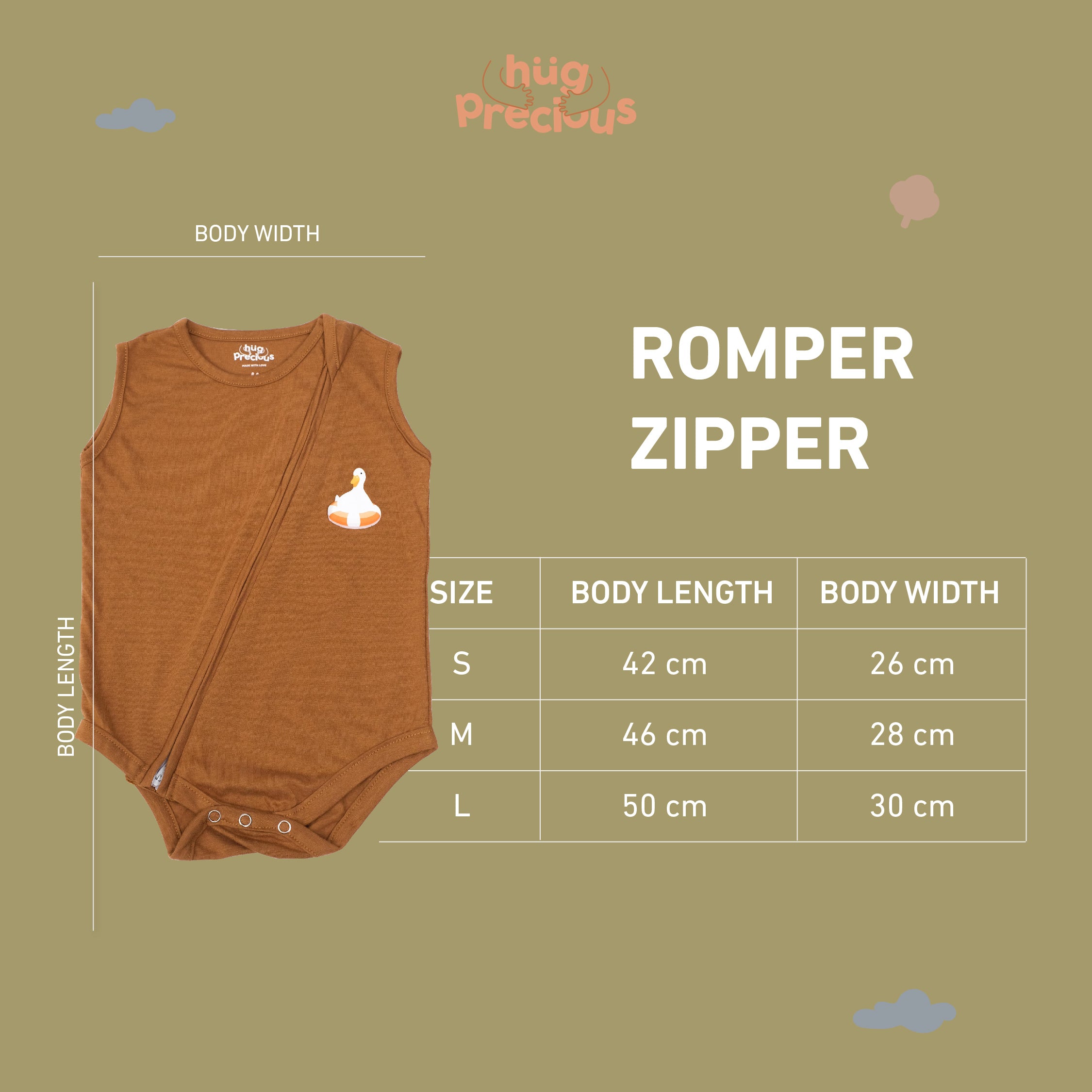 Romper Zipper MONTY THE DUCK Bamboo