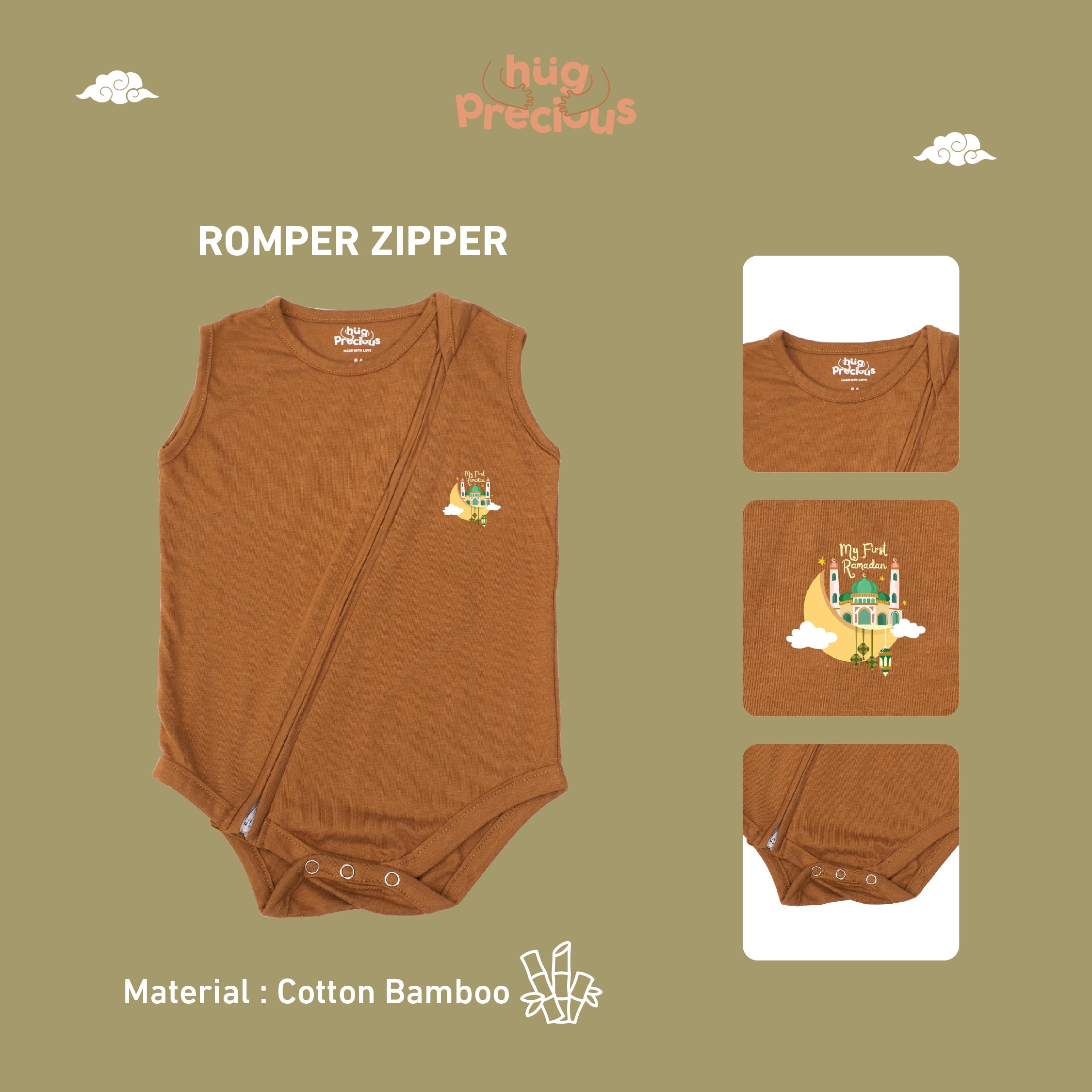 Romper Zipper MY FIRST RAMADHAN Bamboo