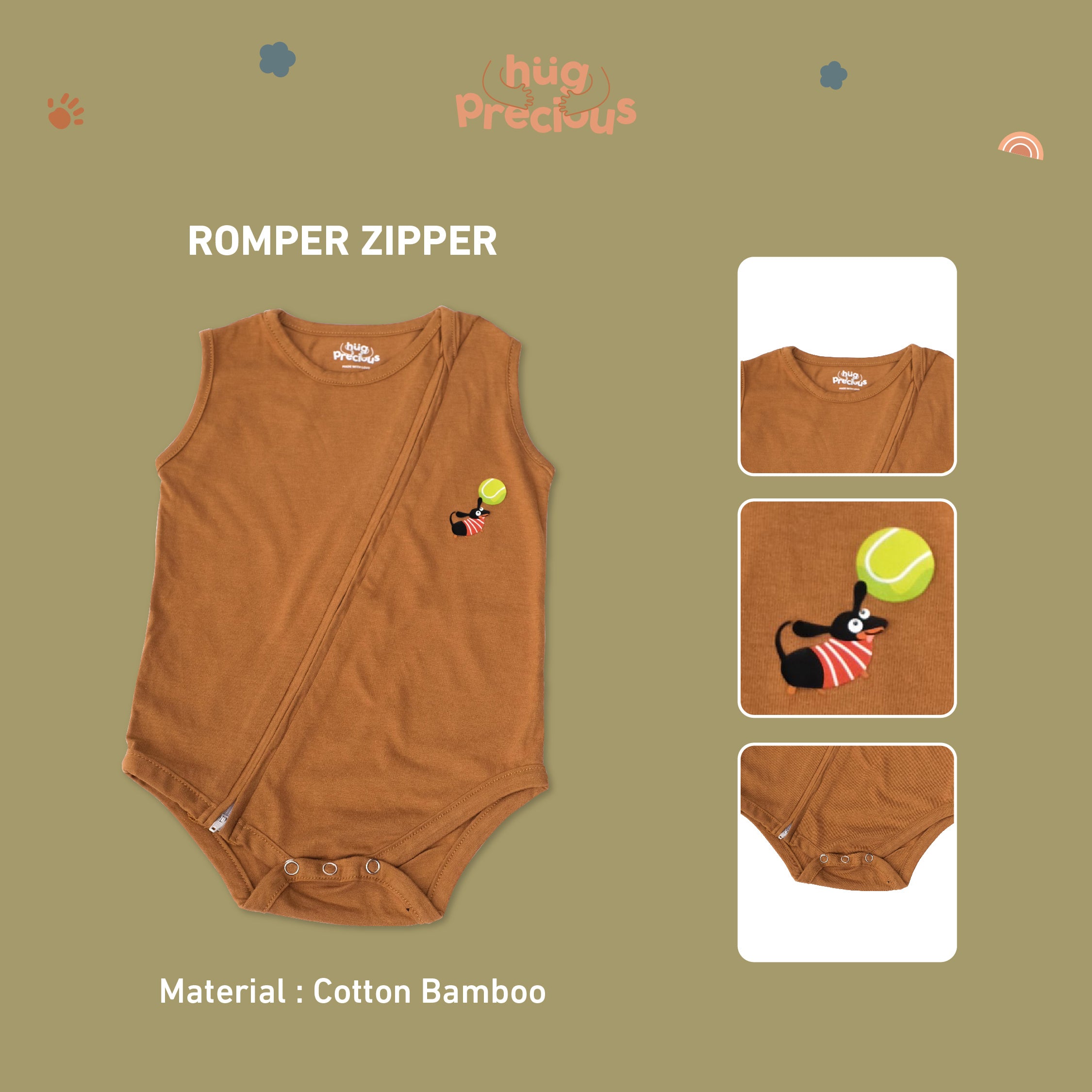 Romper Zipper PENNY THE TECKLE Bamboo