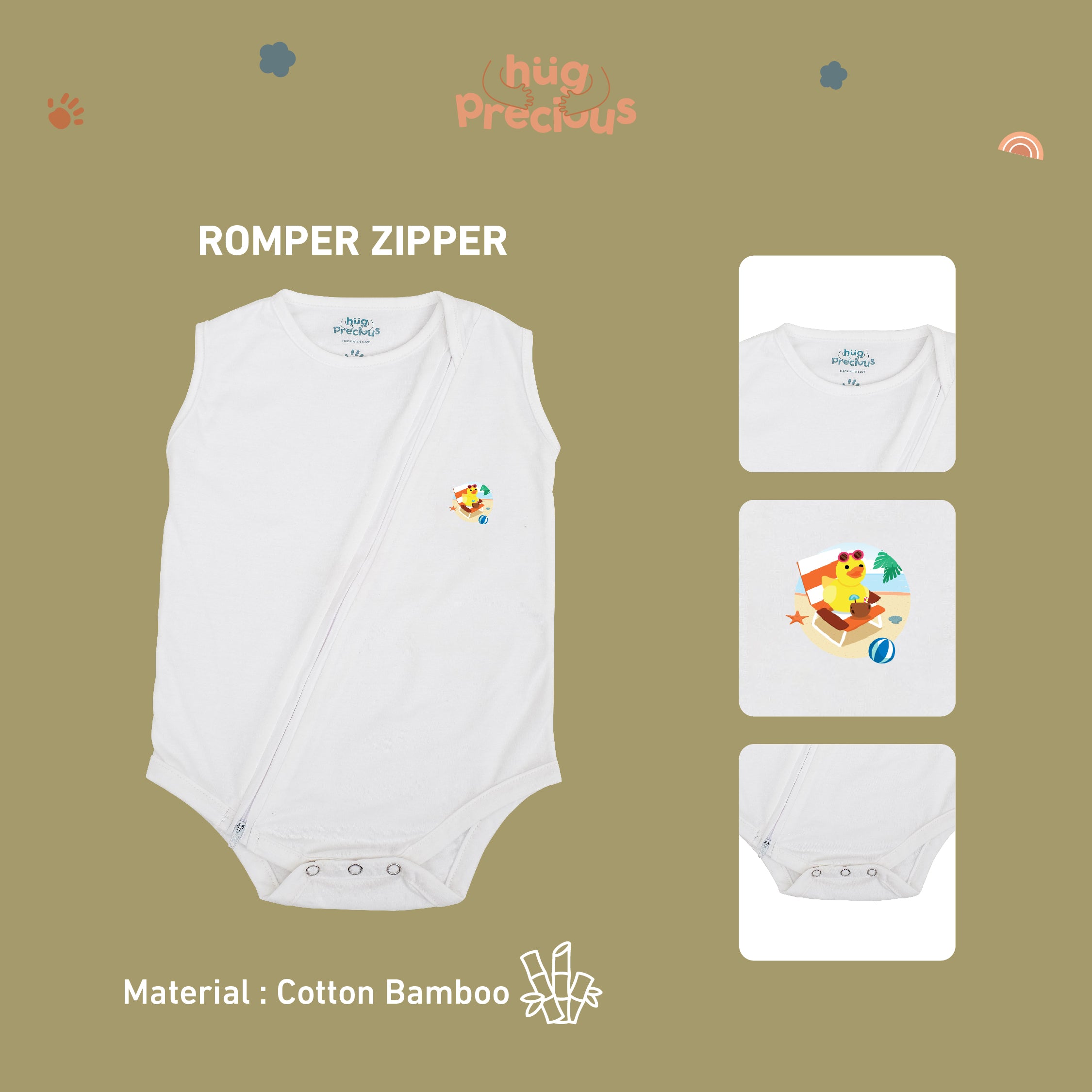 Romper Zipper SUMMER DUCKS Bamboo