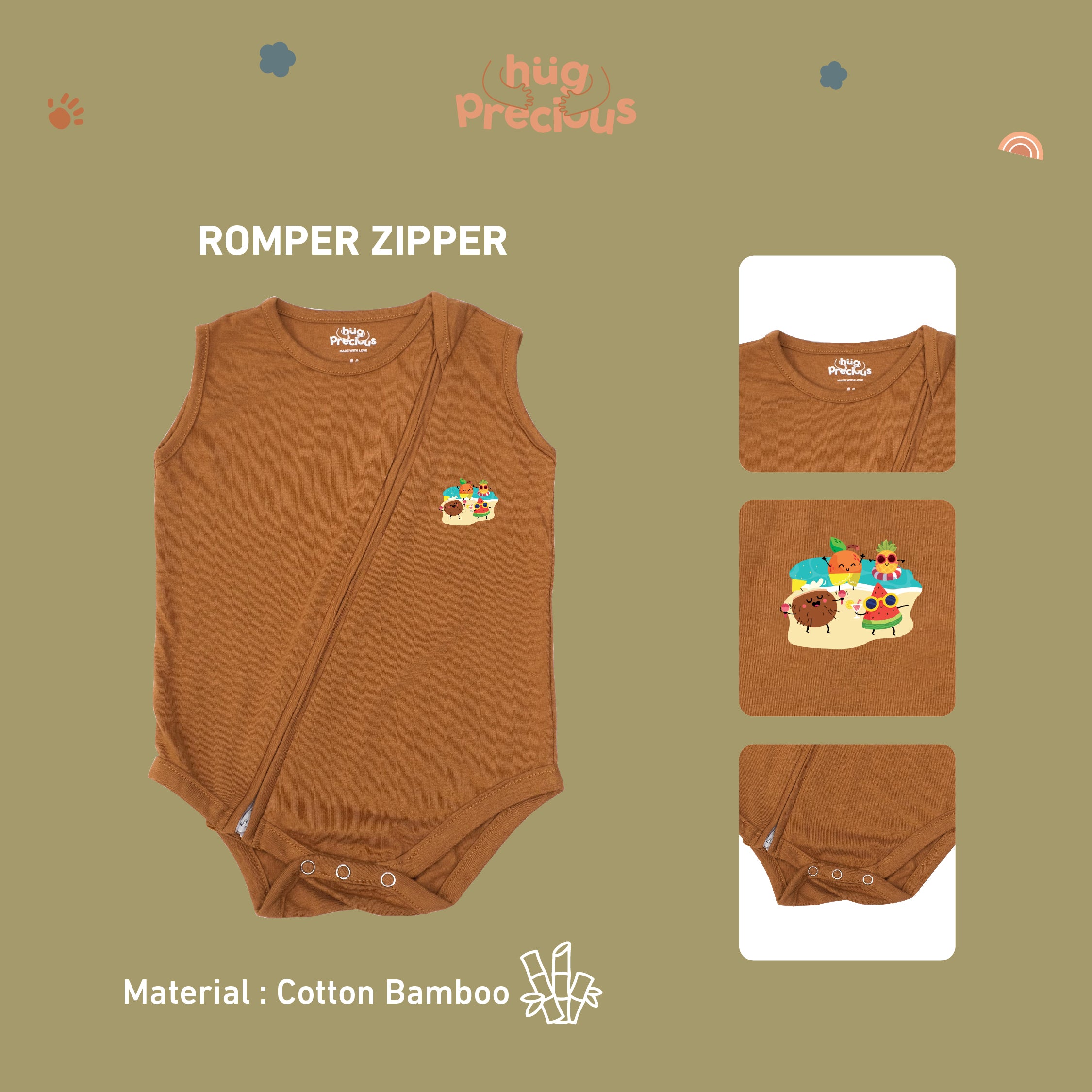 Romper Zipper SUMMER FRUITS Bamboo