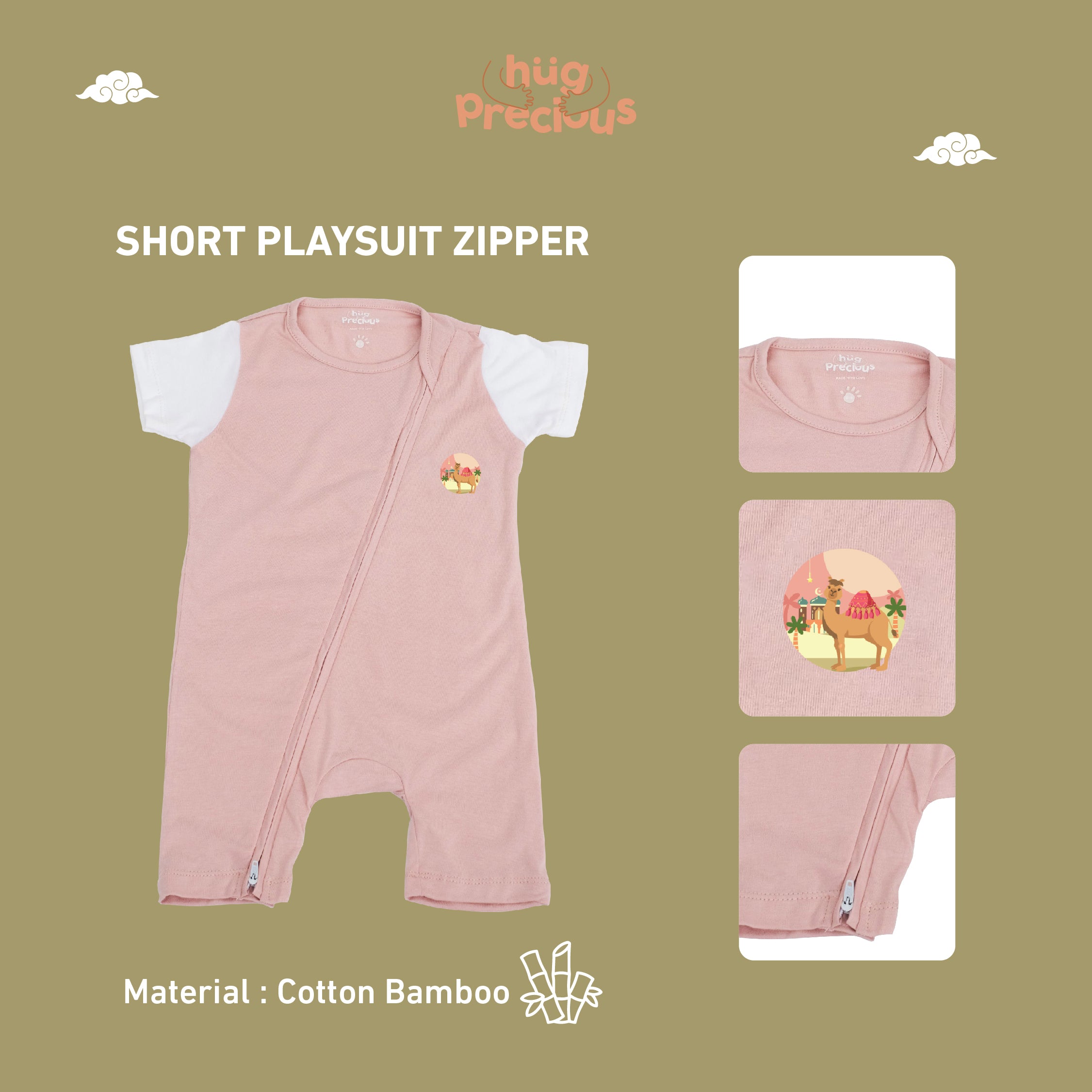 Short Playsuit Zipper SAHARA THE CAMEL Bamboo