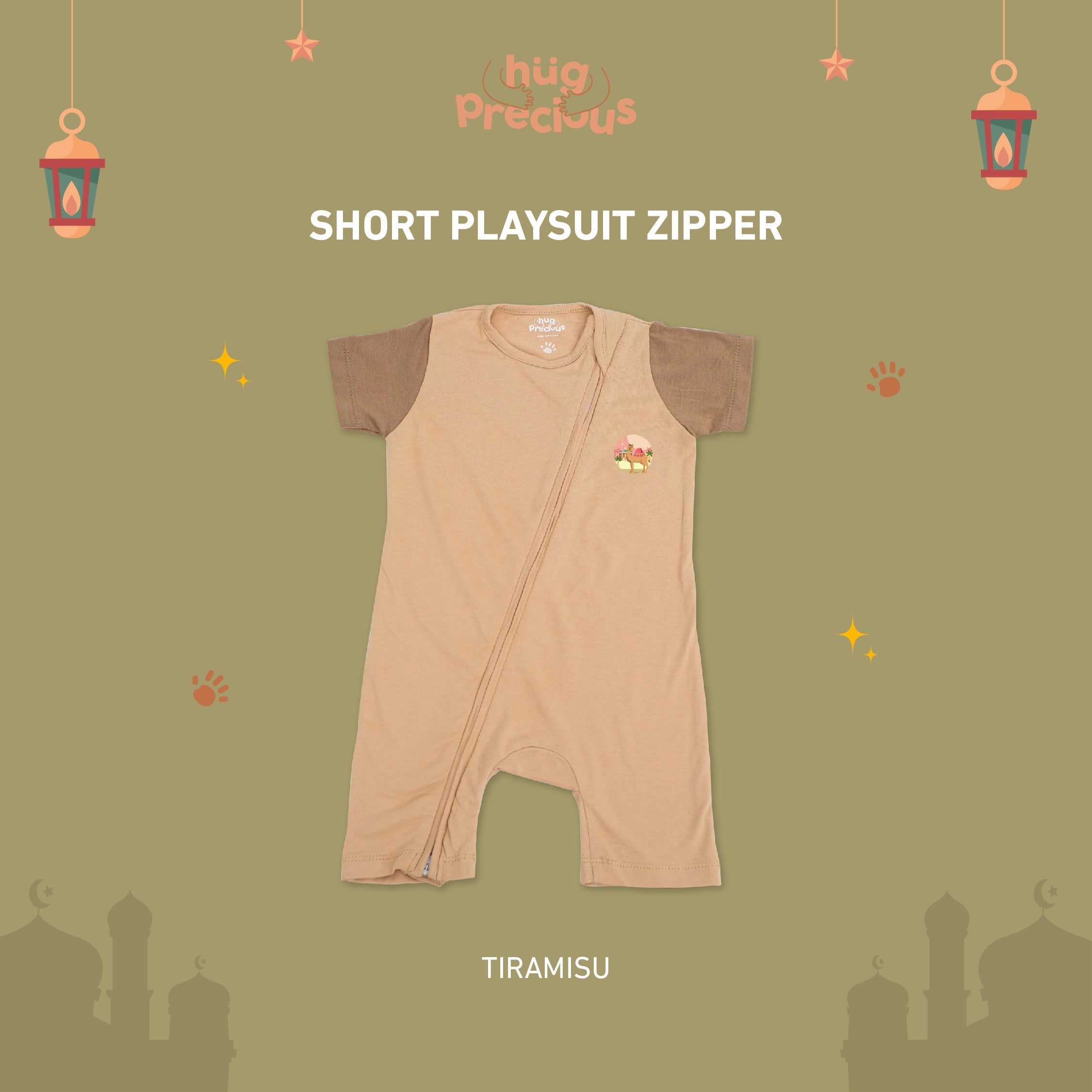 Short Playsuit Zipper SAHARA THE CAMEL Bamboo