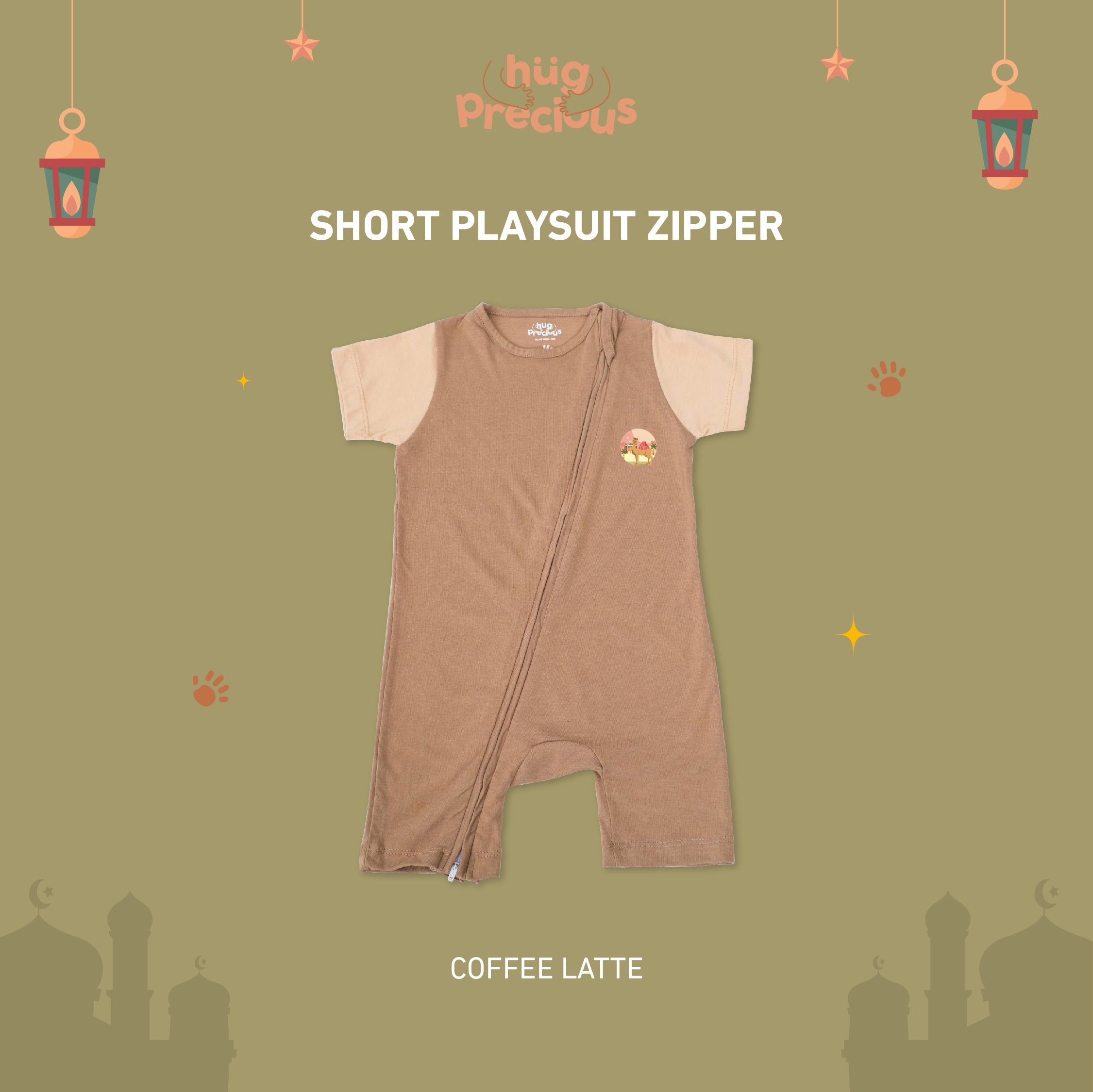 Short Playsuit Zipper SAHARA THE CAMEL Bamboo