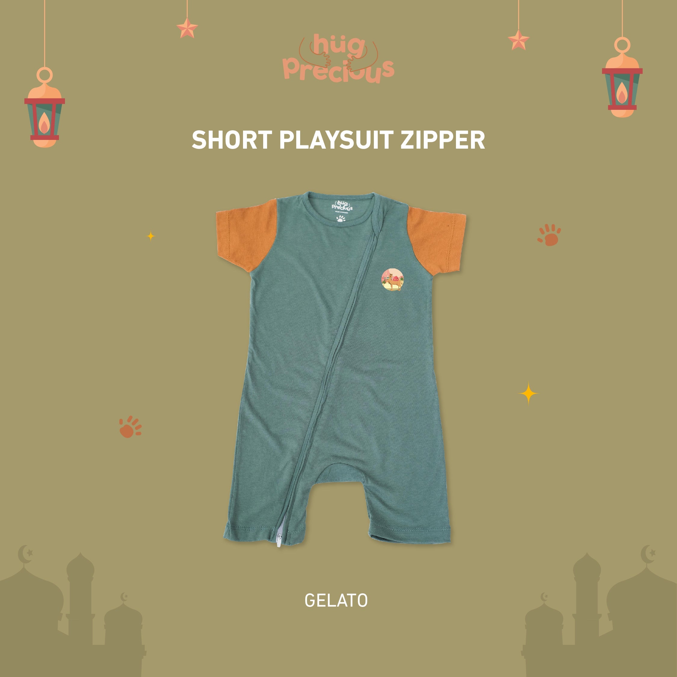 Short Playsuit Zipper SAHARA THE CAMEL Bamboo