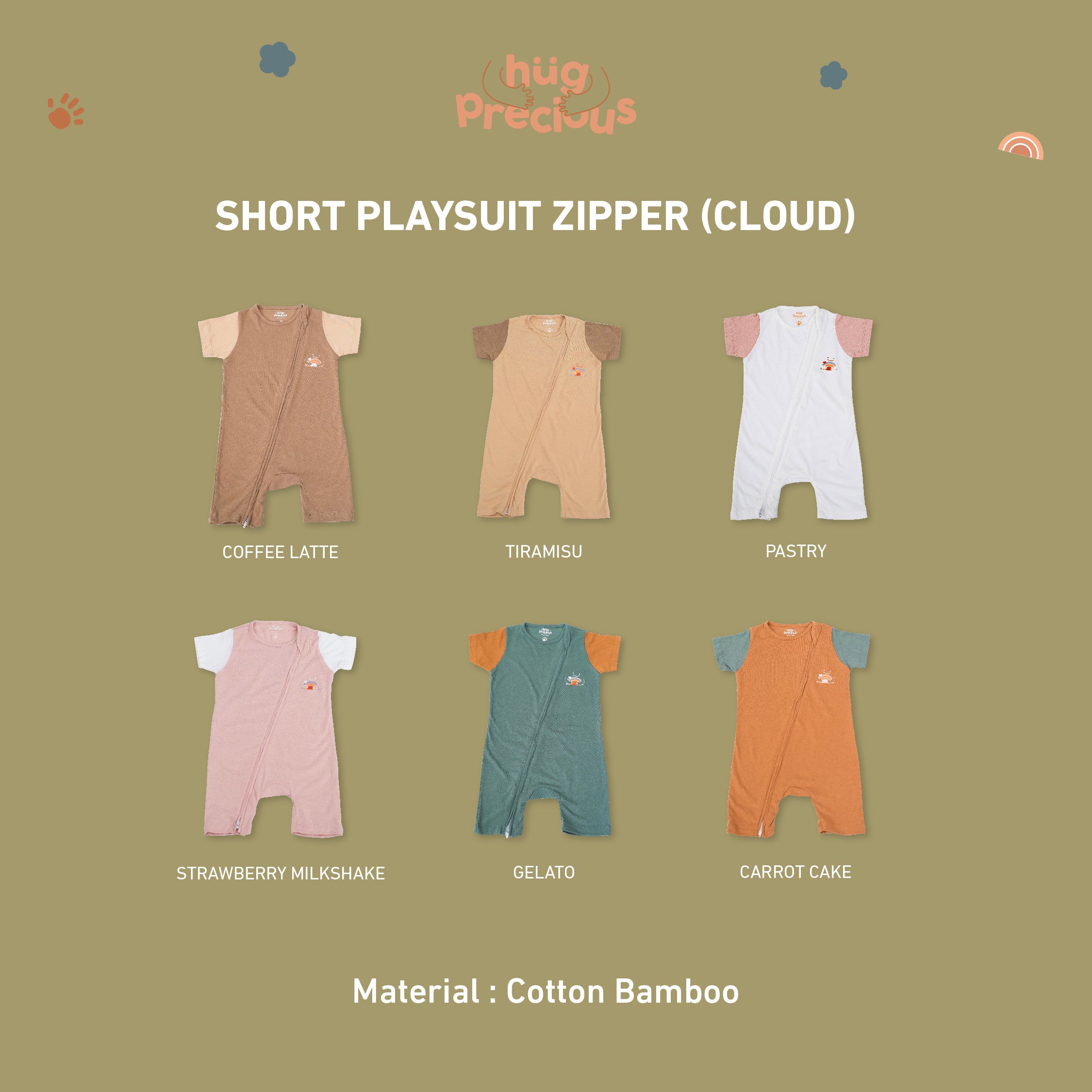 Short Playsuit Zipper CLOUD Bamboo