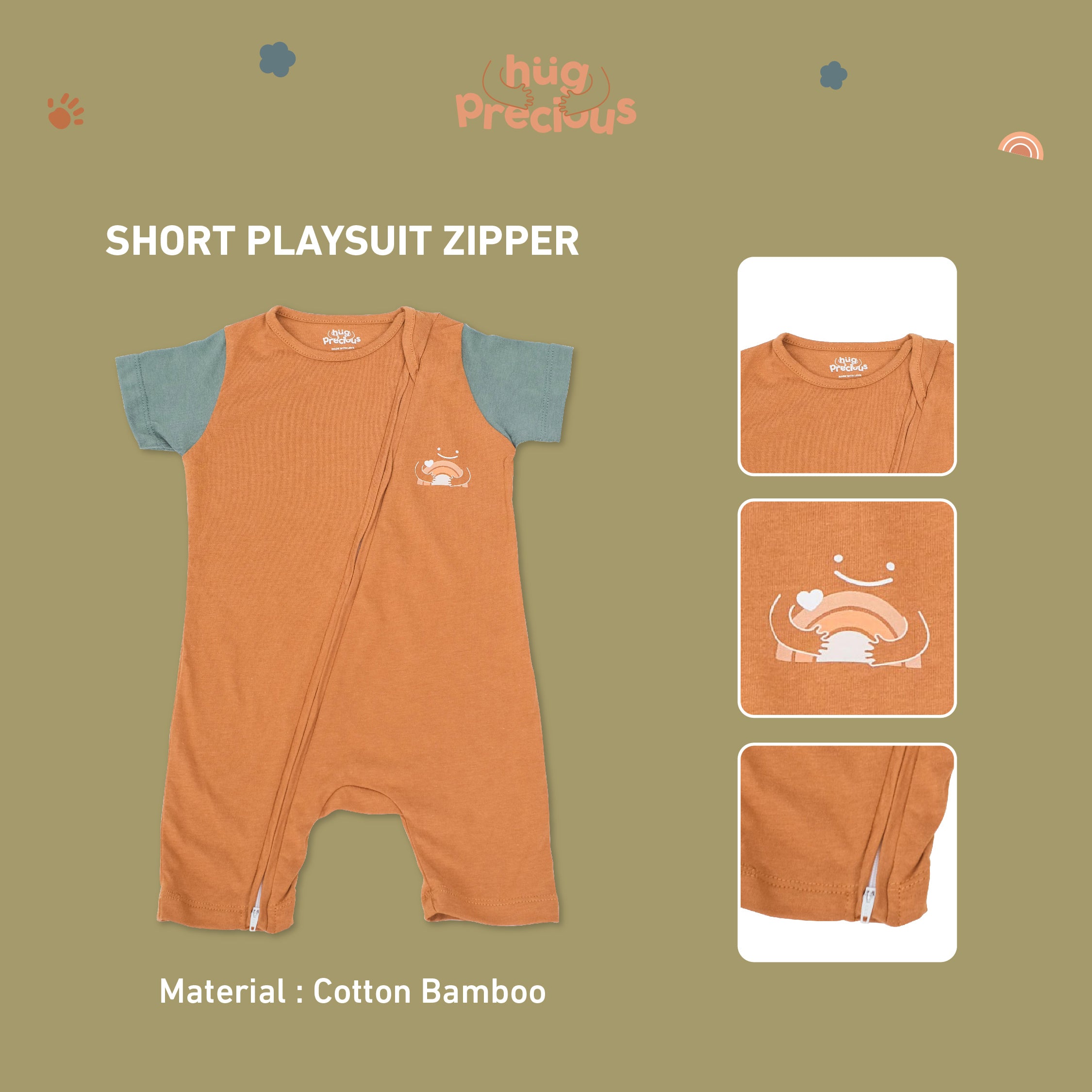 Short Playsuit Zipper CLOUD Bamboo