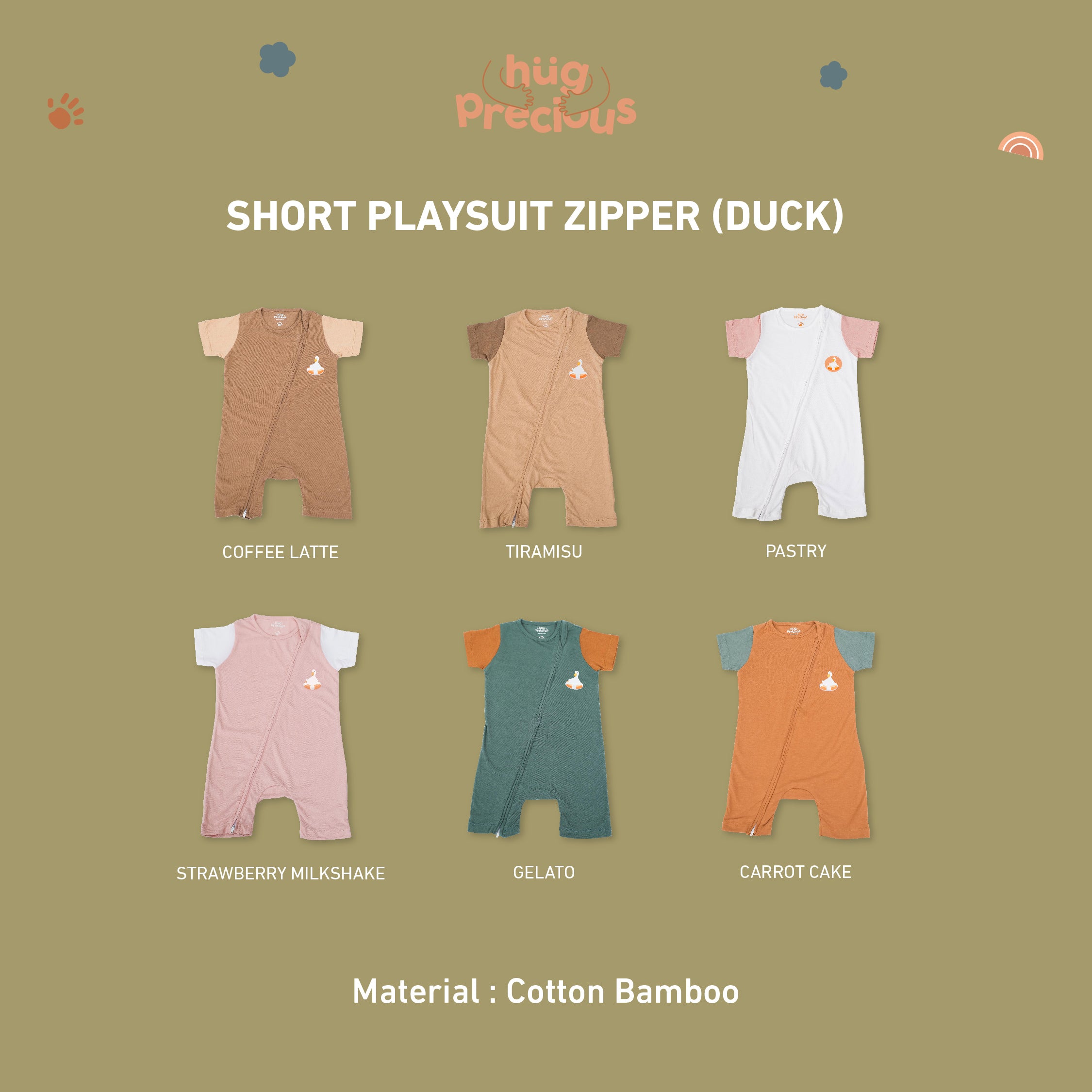 Short Playsuit Zipper MONTY THE DUCK Bamboo