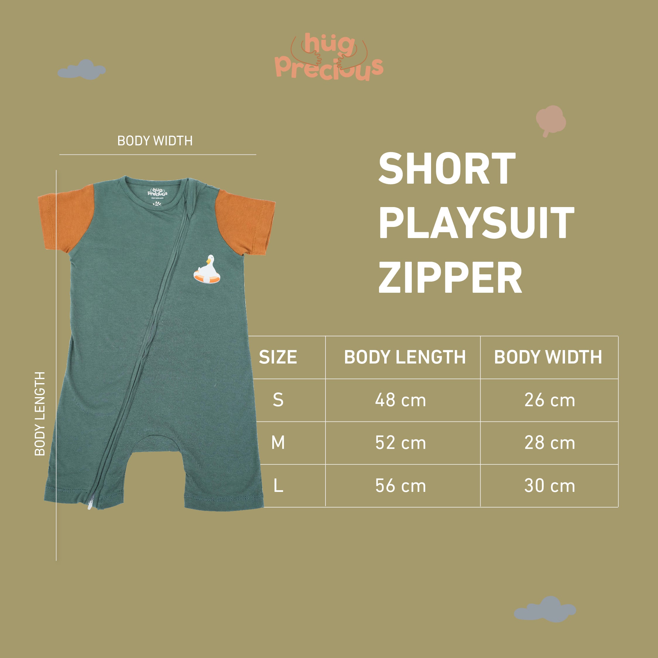 Short Playsuit Zipper MONTY THE DUCK Bamboo