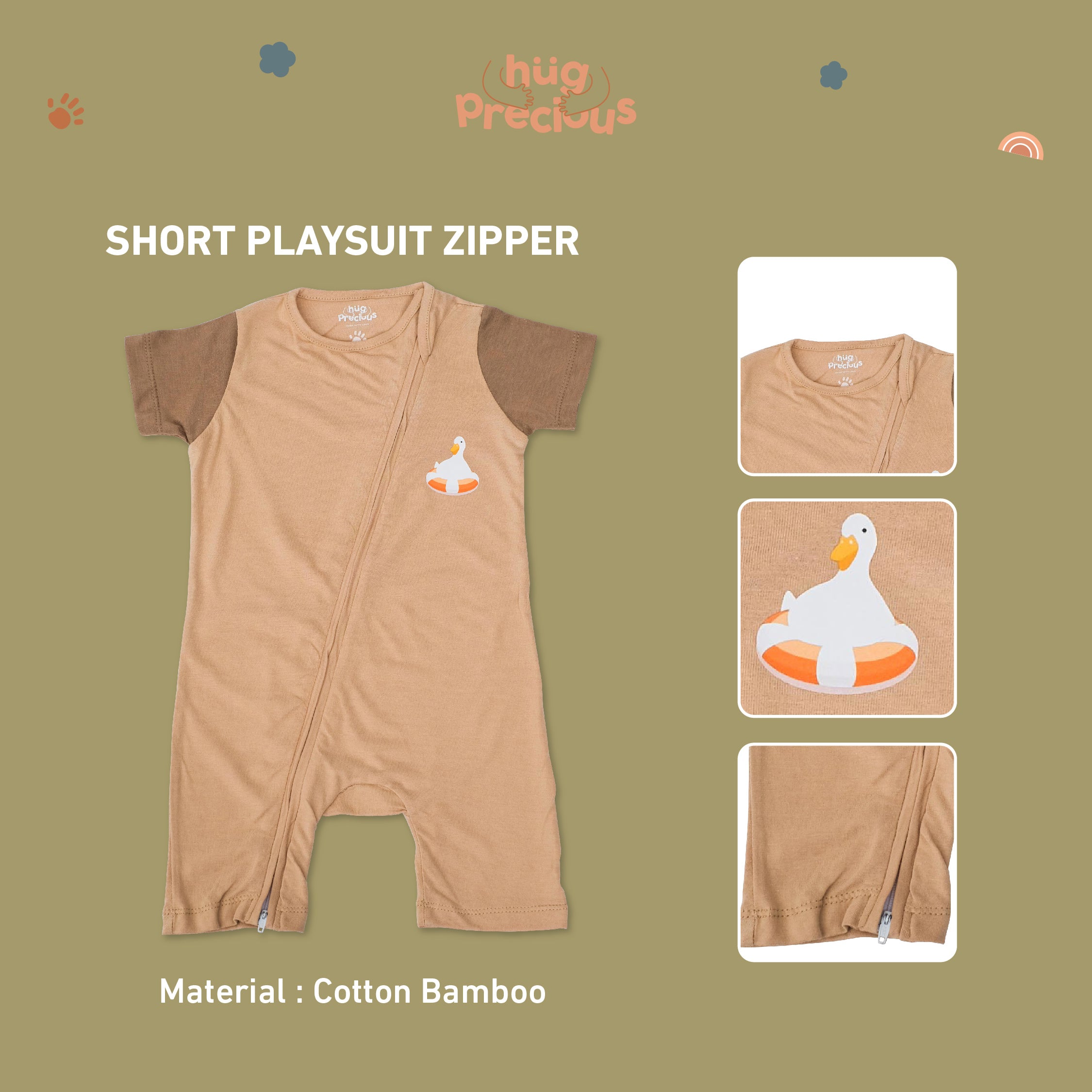 Short Playsuit Zipper MONTY THE DUCK Bamboo