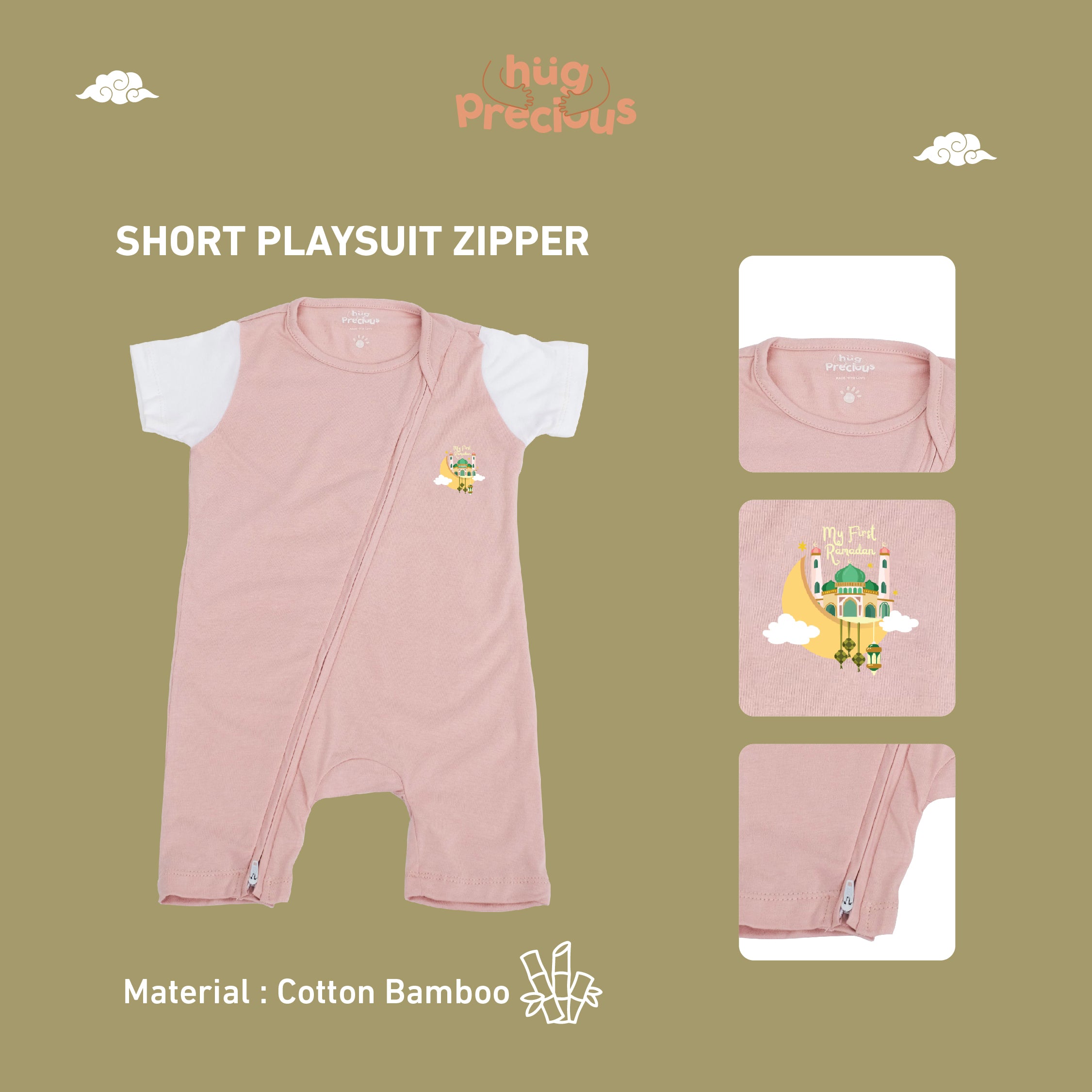 Short Playsuit Zipper MY FIRST RAMADHAN Bamboo