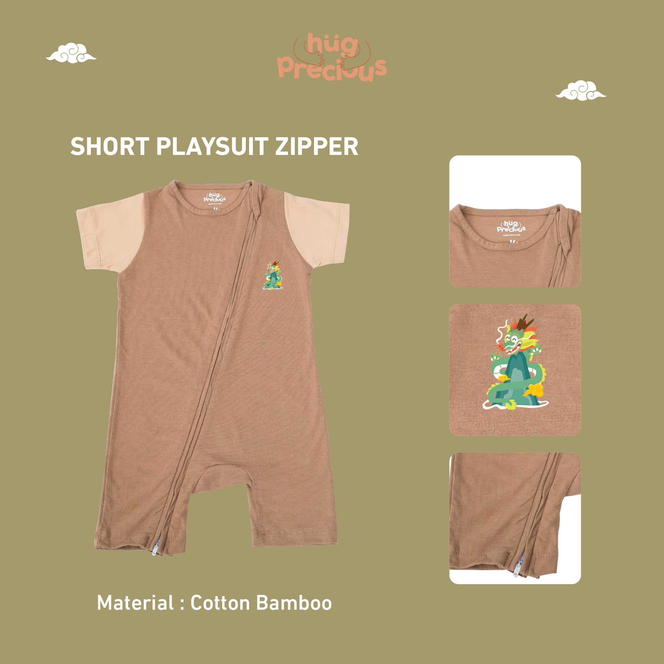 Short Playsuit Zipper LUSHEN Bamboo