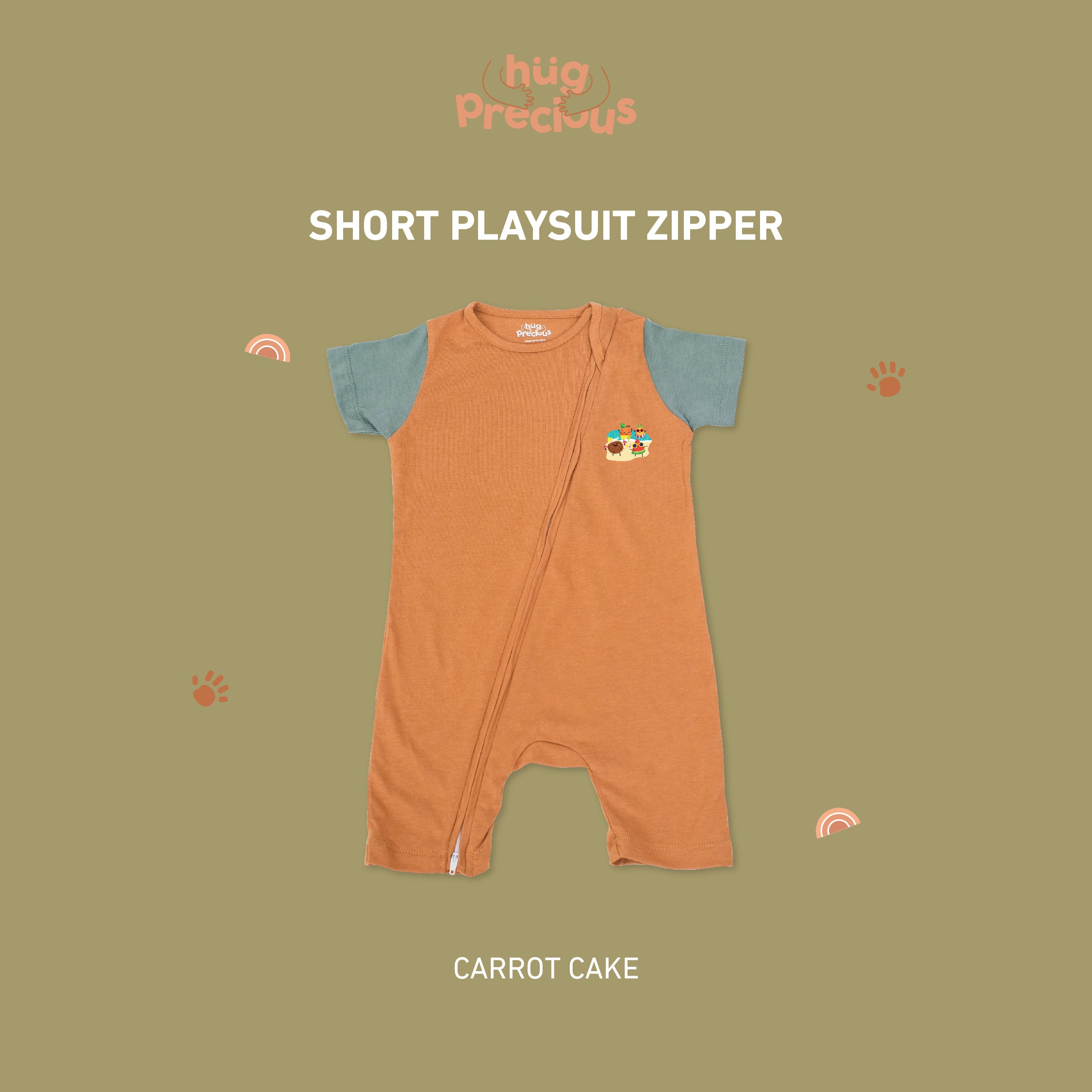 Short Playsuit Zipper SUMMER FRUITS Bamboo