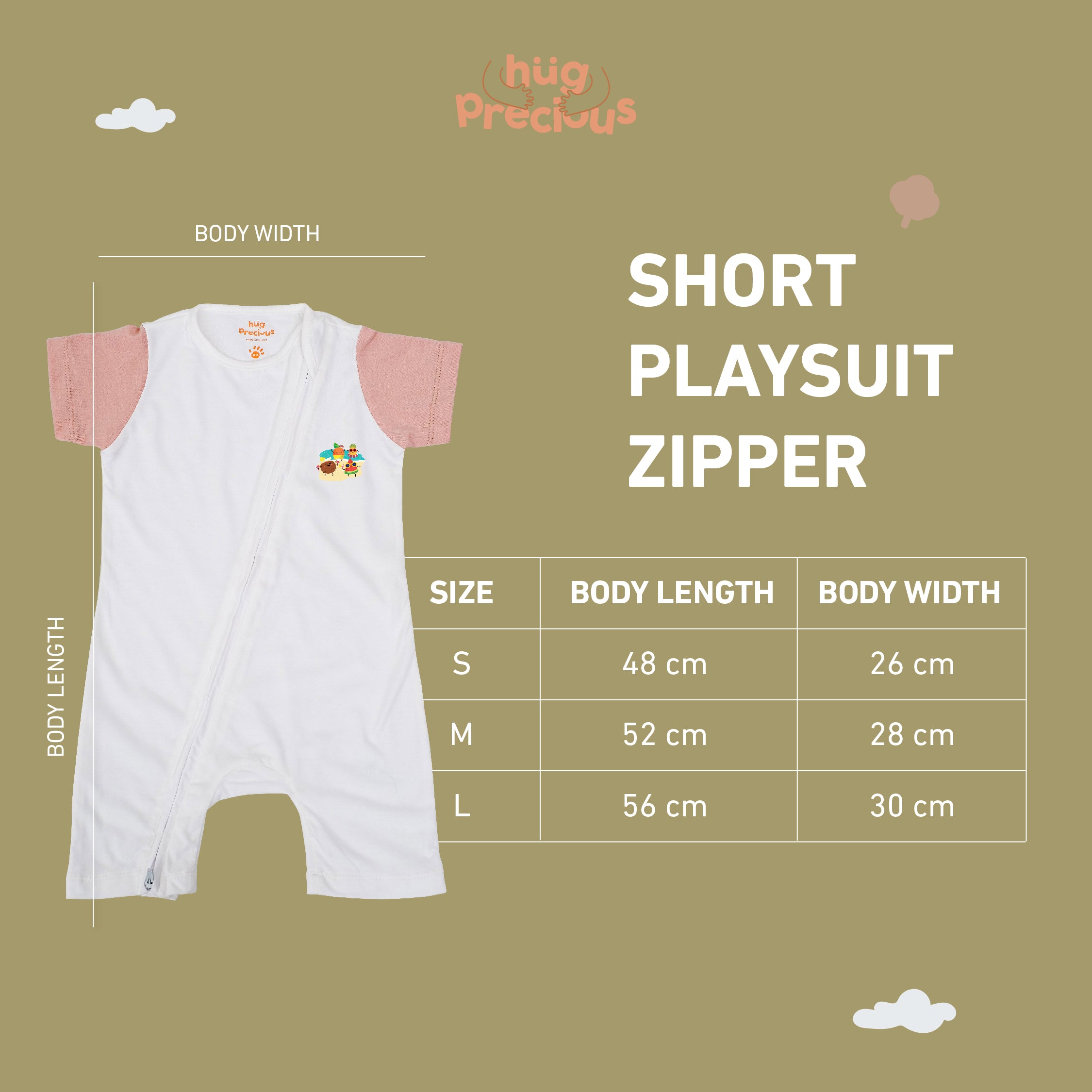 Short Playsuit Zipper SUMMER FRUITS Bamboo