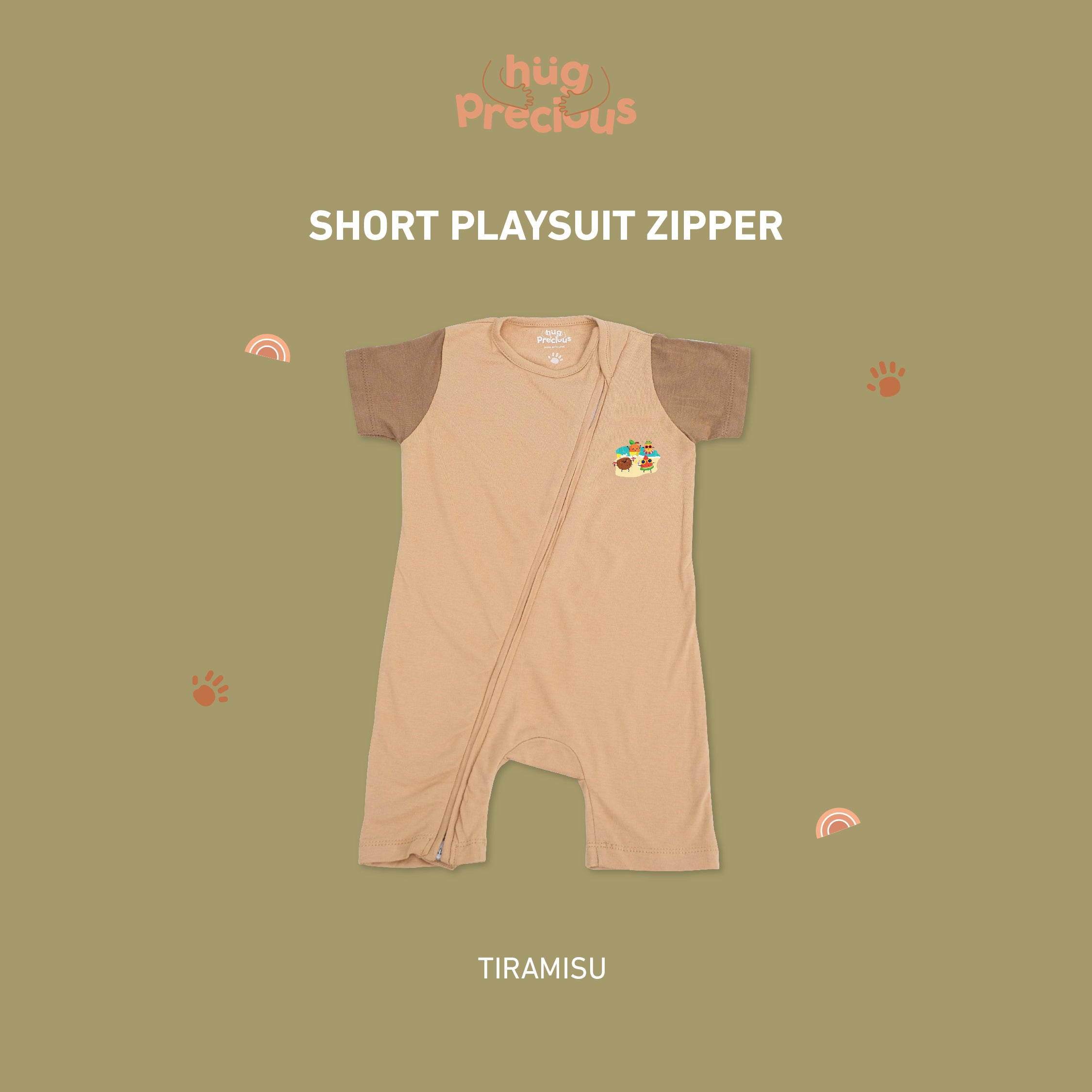 Short Playsuit Zipper SUMMER FRUITS Bamboo