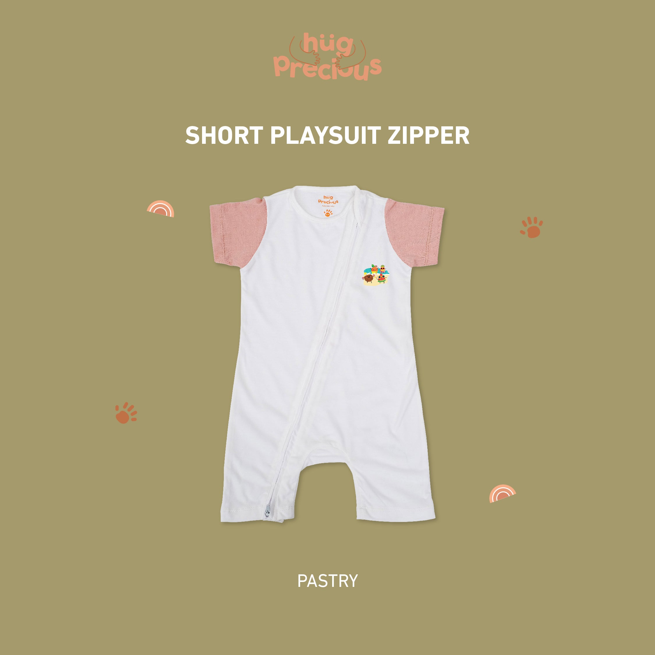 Short Playsuit Zipper SUMMER FRUITS Bamboo