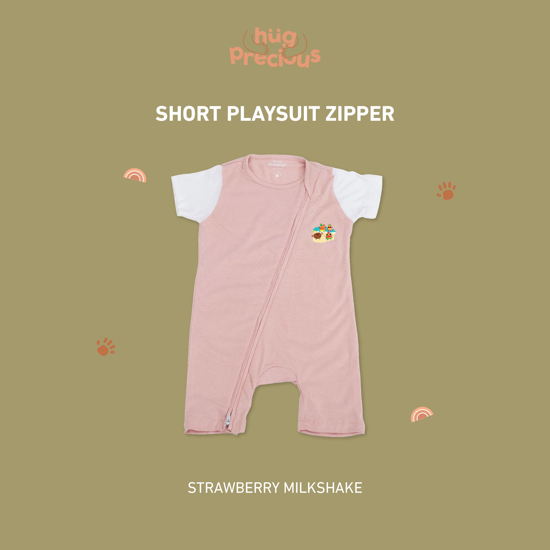 Short Playsuit Zipper SUMMER FRUITS Bamboo