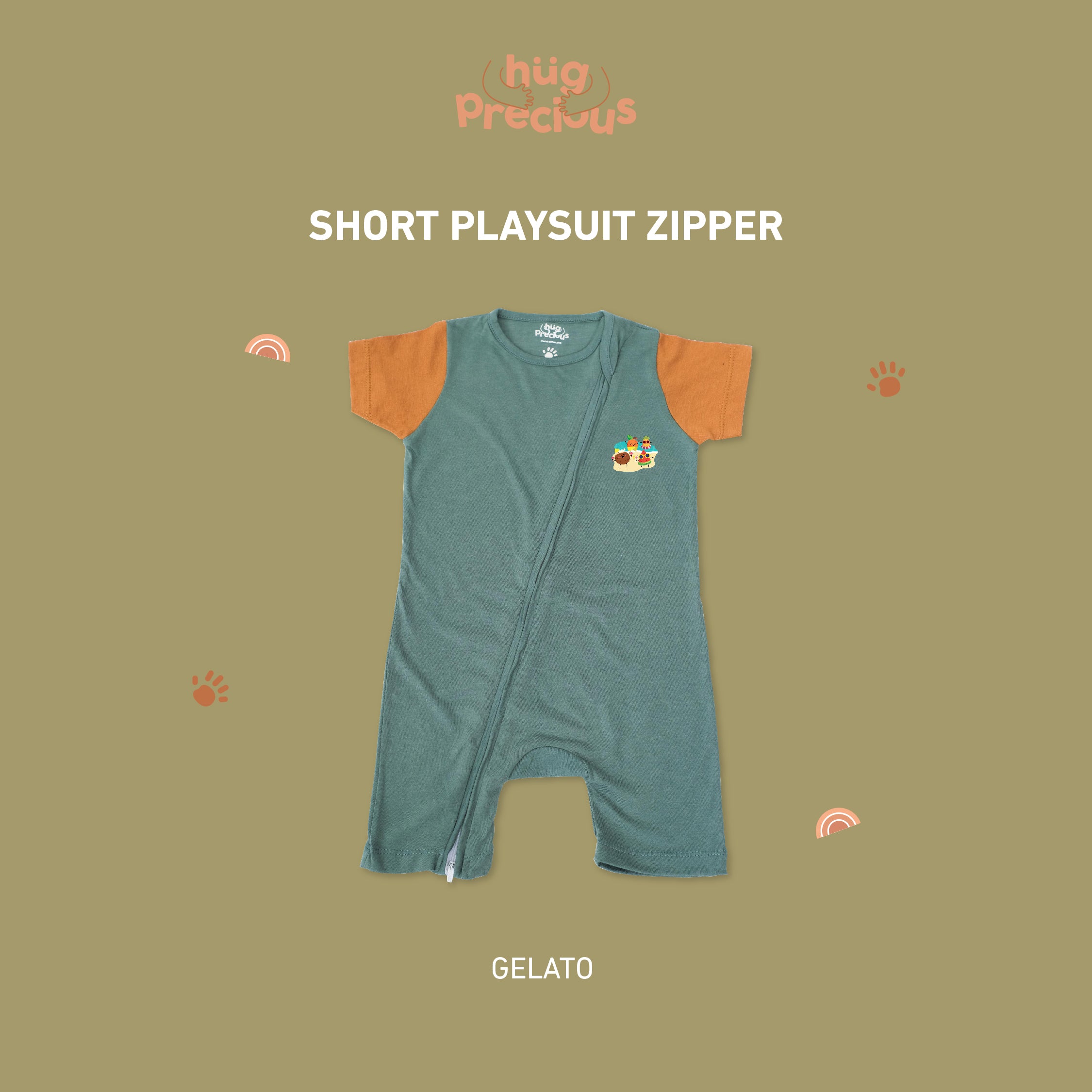 Short Playsuit Zipper SUMMER FRUITS Bamboo