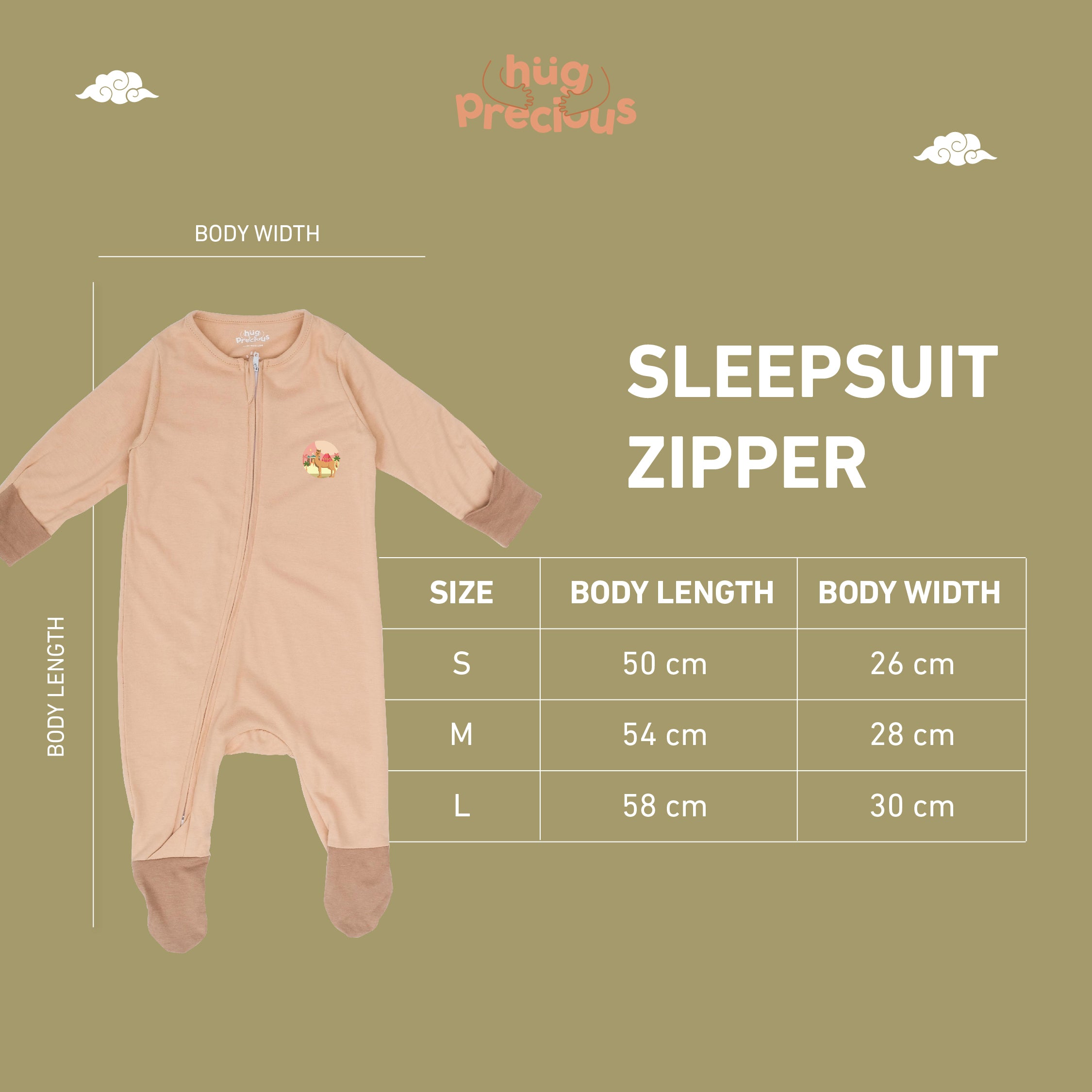 Sleepsuit Zipper SAHARA THE CAMEL Bamboo