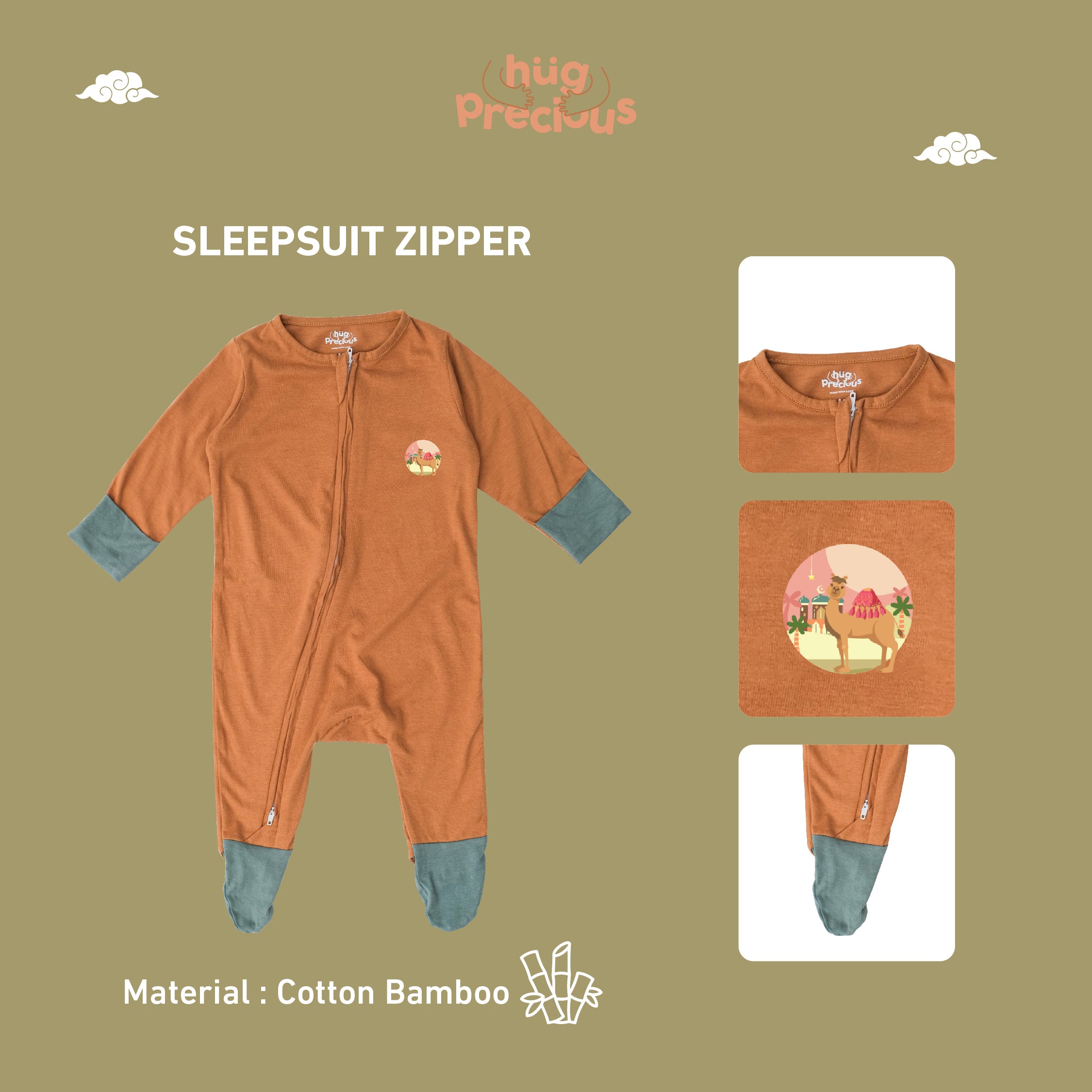 Sleepsuit Zipper SAHARA THE CAMEL Bamboo