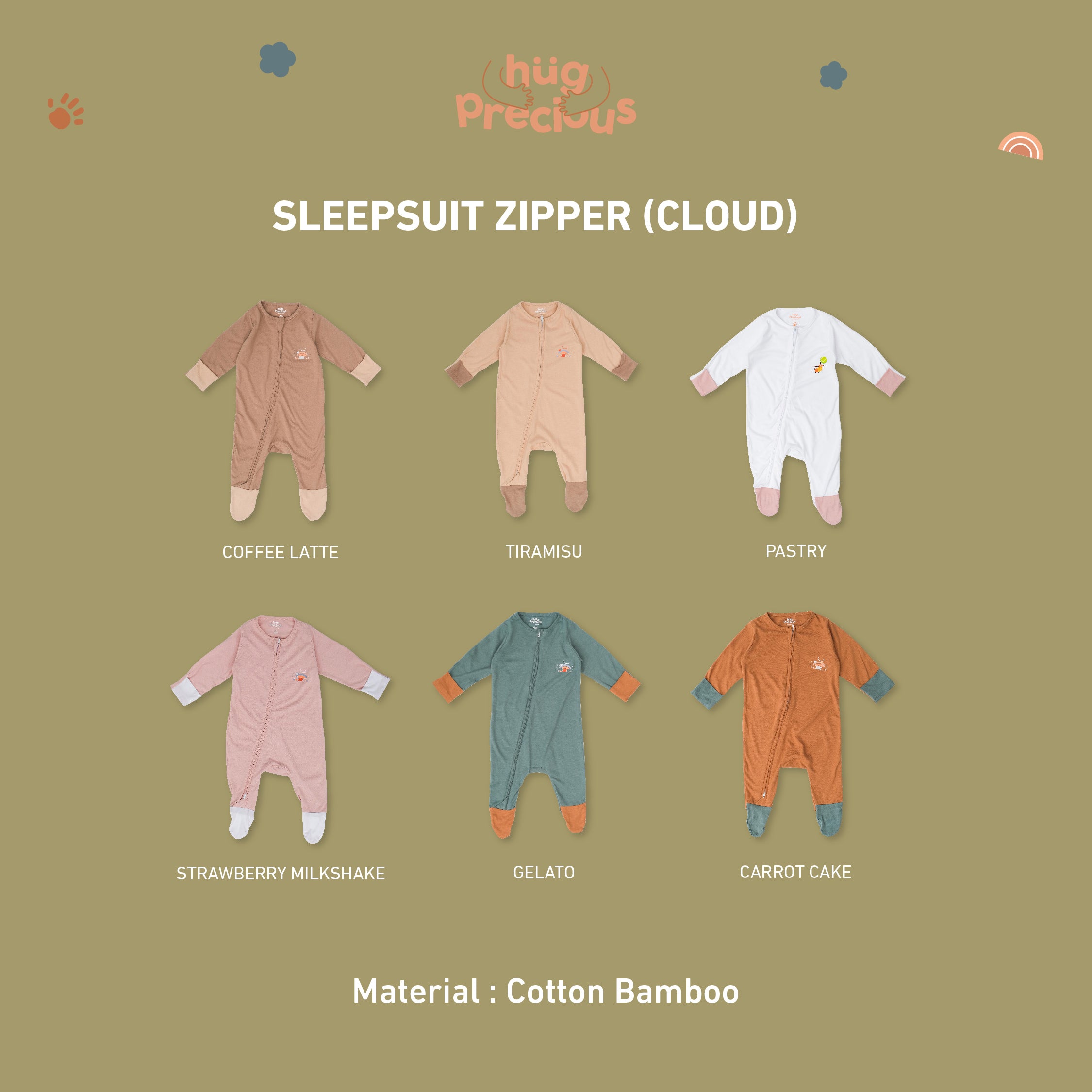 Sleepsuit Zipper CLOUD Bamboo