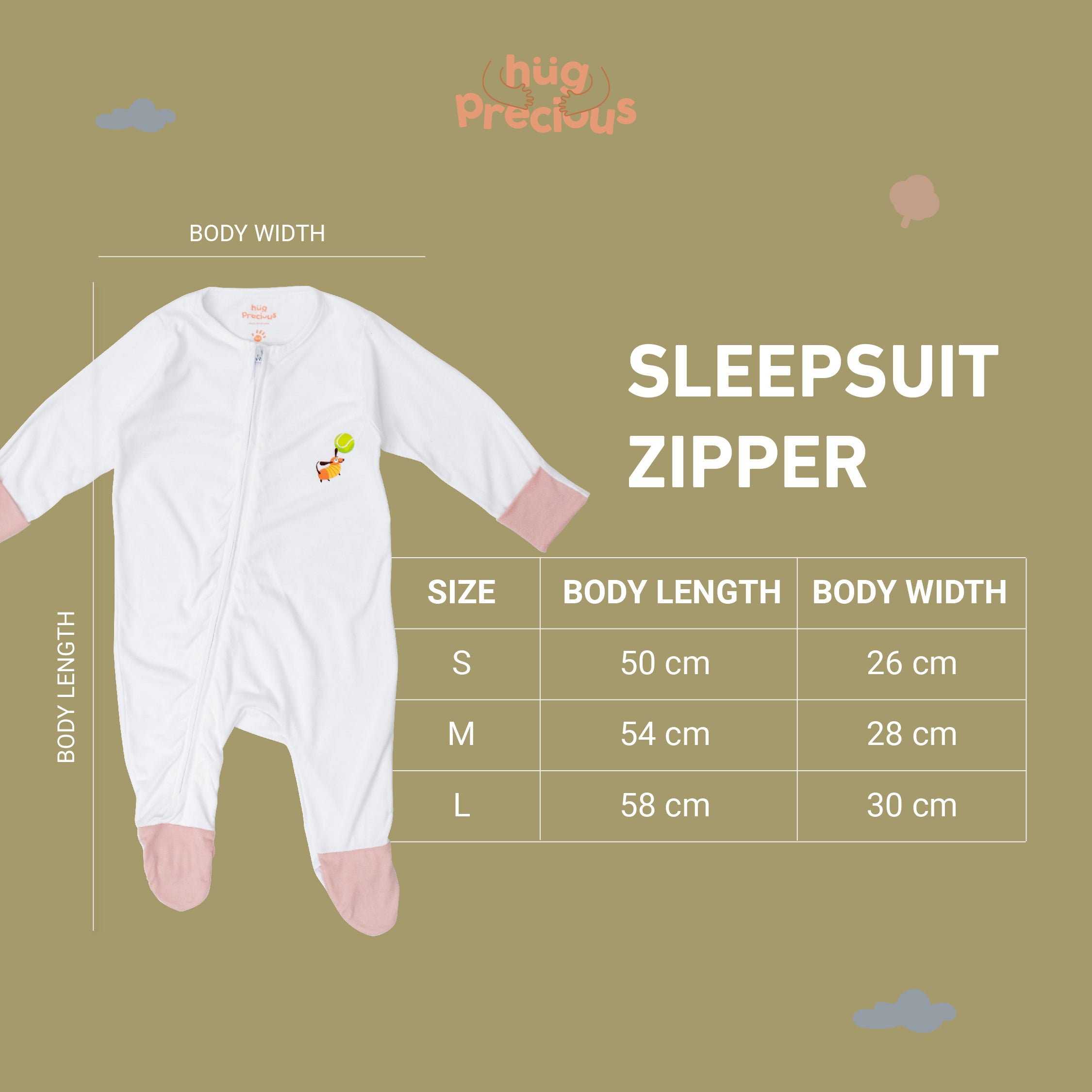 Sleepsuit Zipper CLOUD Bamboo