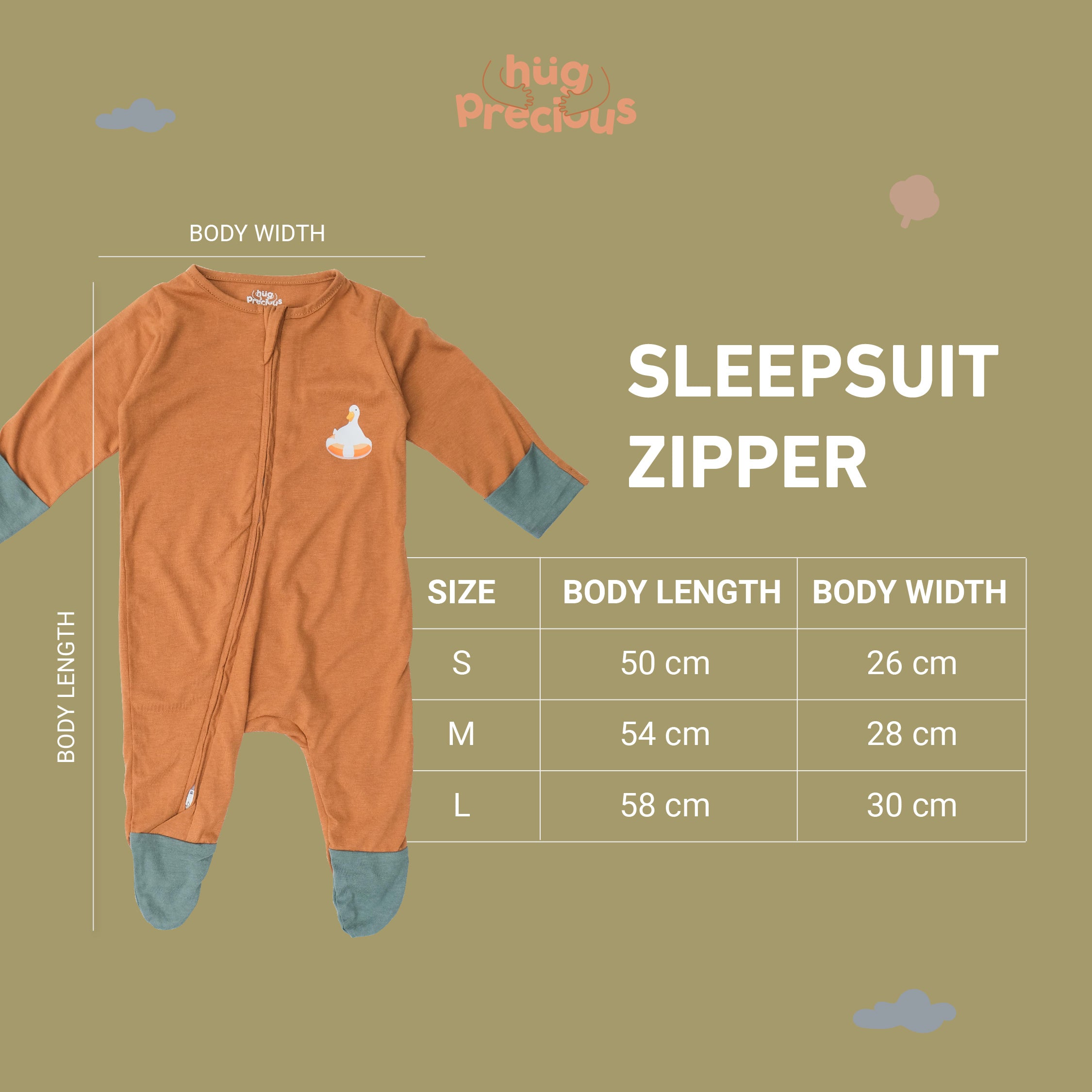 Sleepsuit Zipper MONTY THE DUCK Bamboo