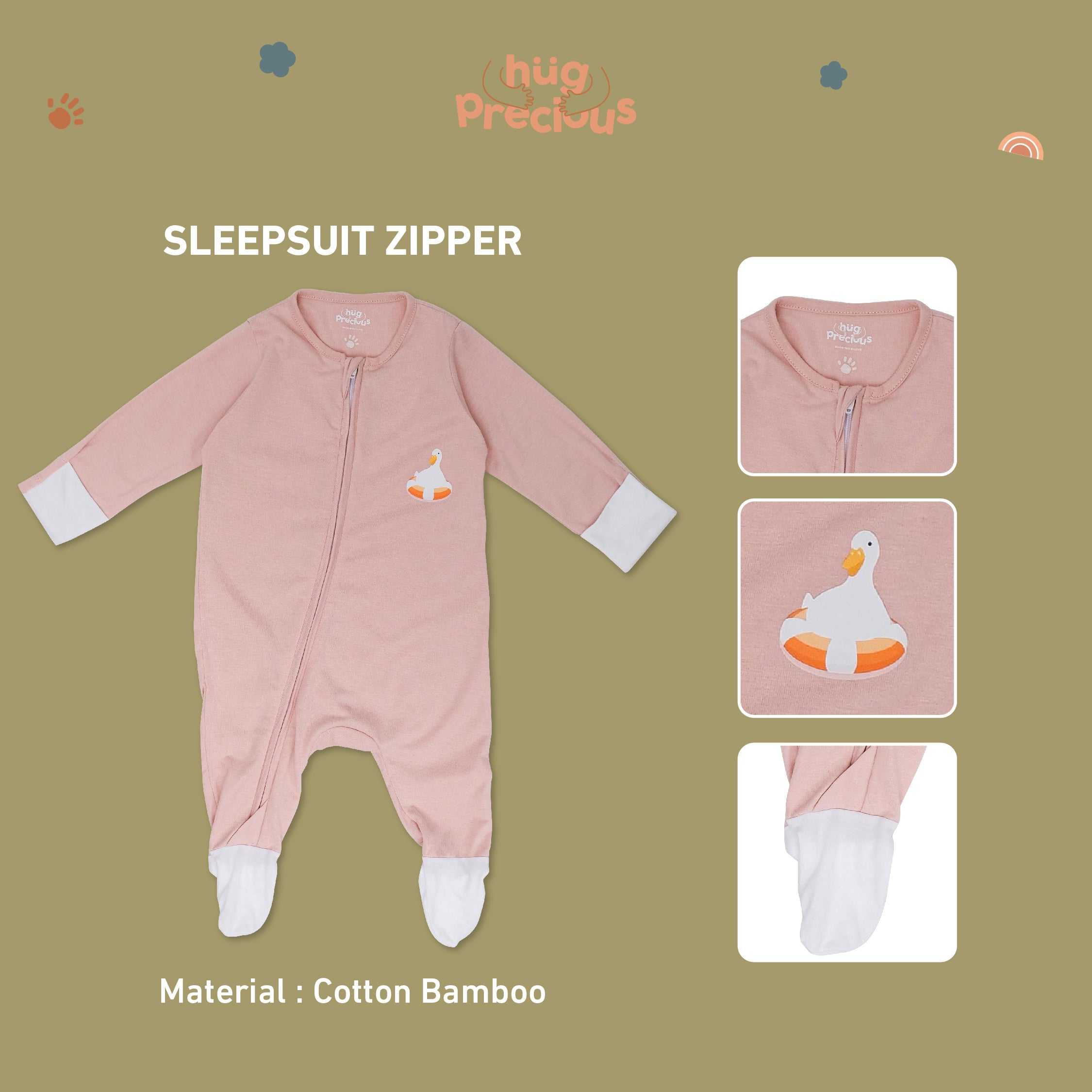 Sleepsuit Zipper MONTY THE DUCK Bamboo