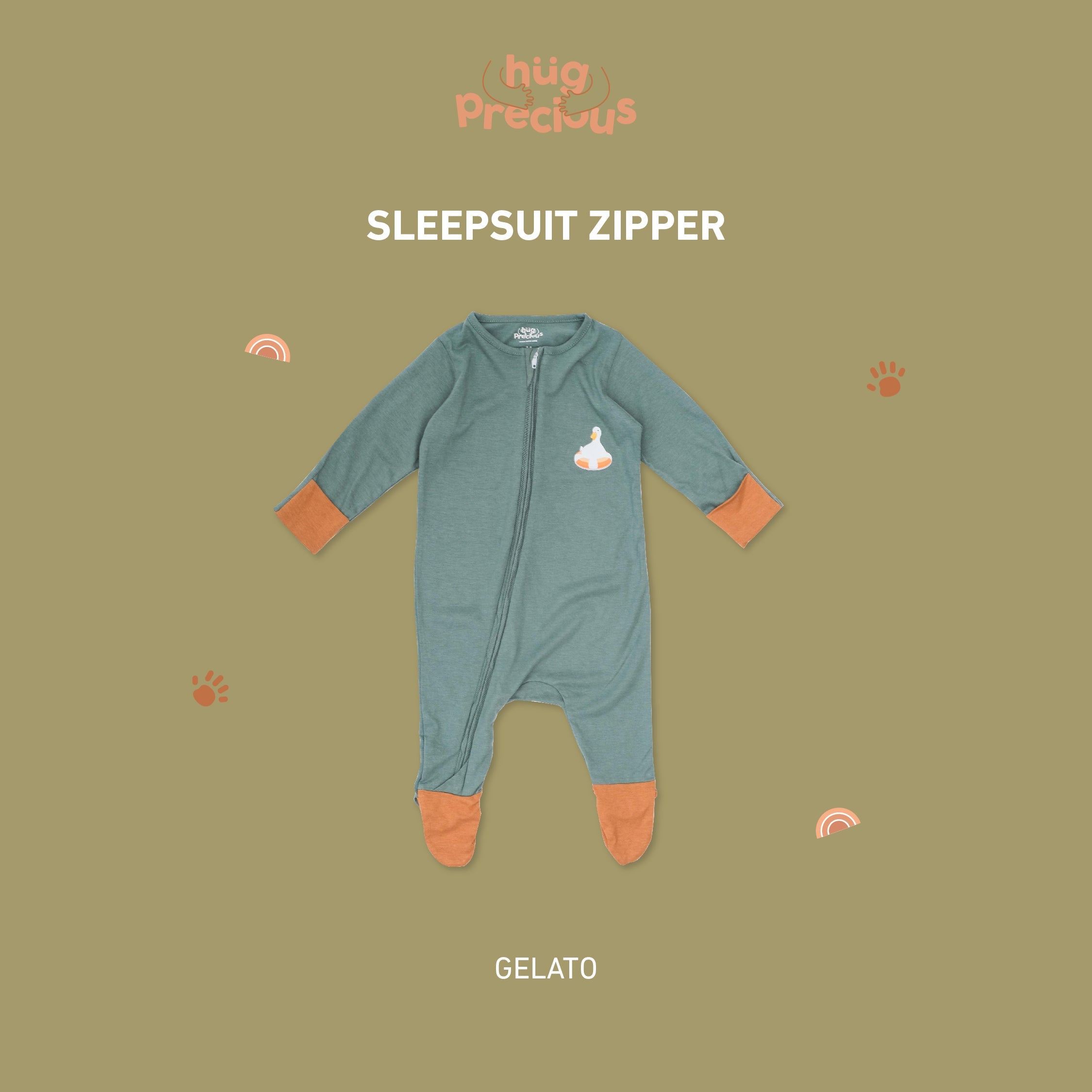 Sleepsuit Zipper MONTY THE DUCK Bamboo