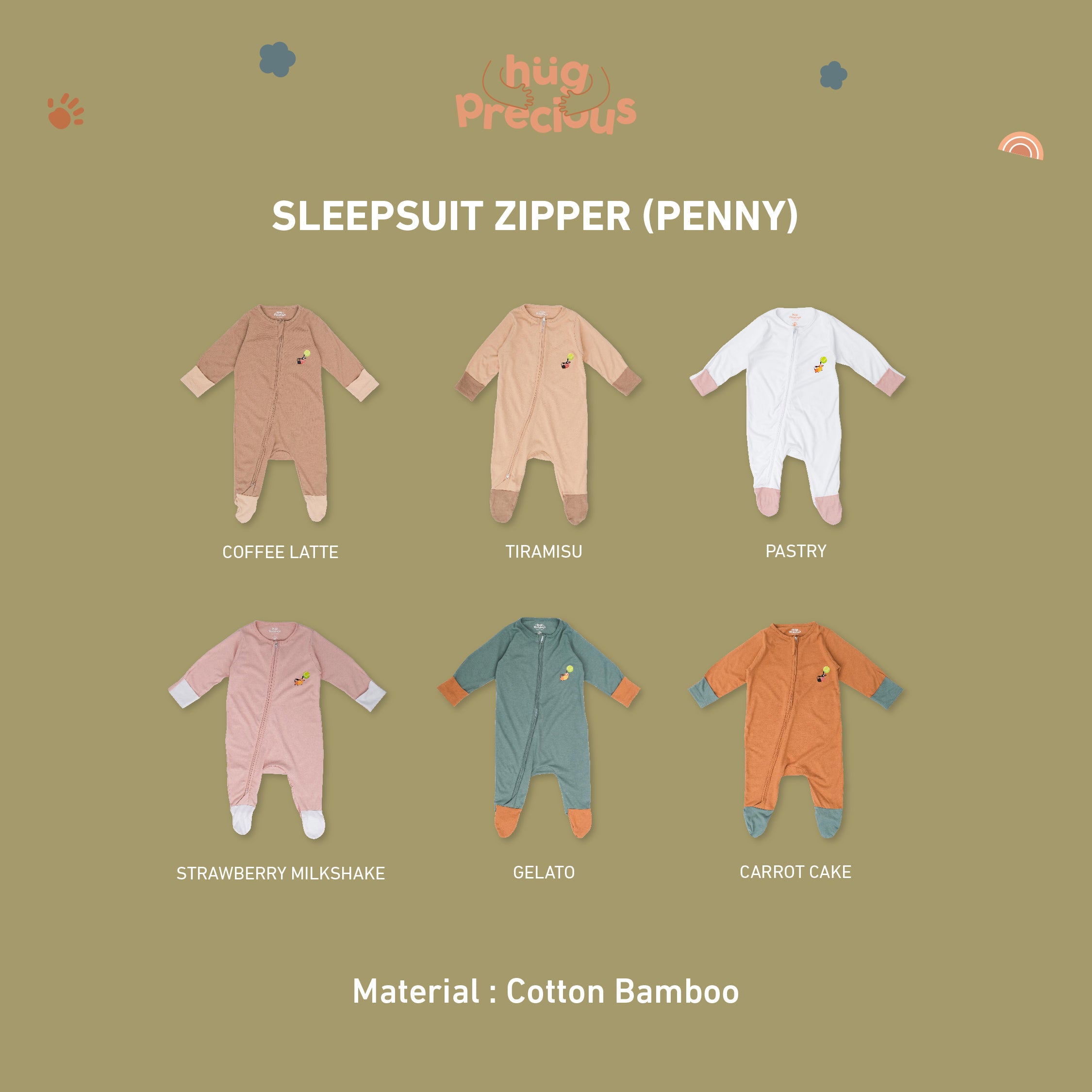 Sleepsuit Zipper PENNY THE TECKLE Bamboo