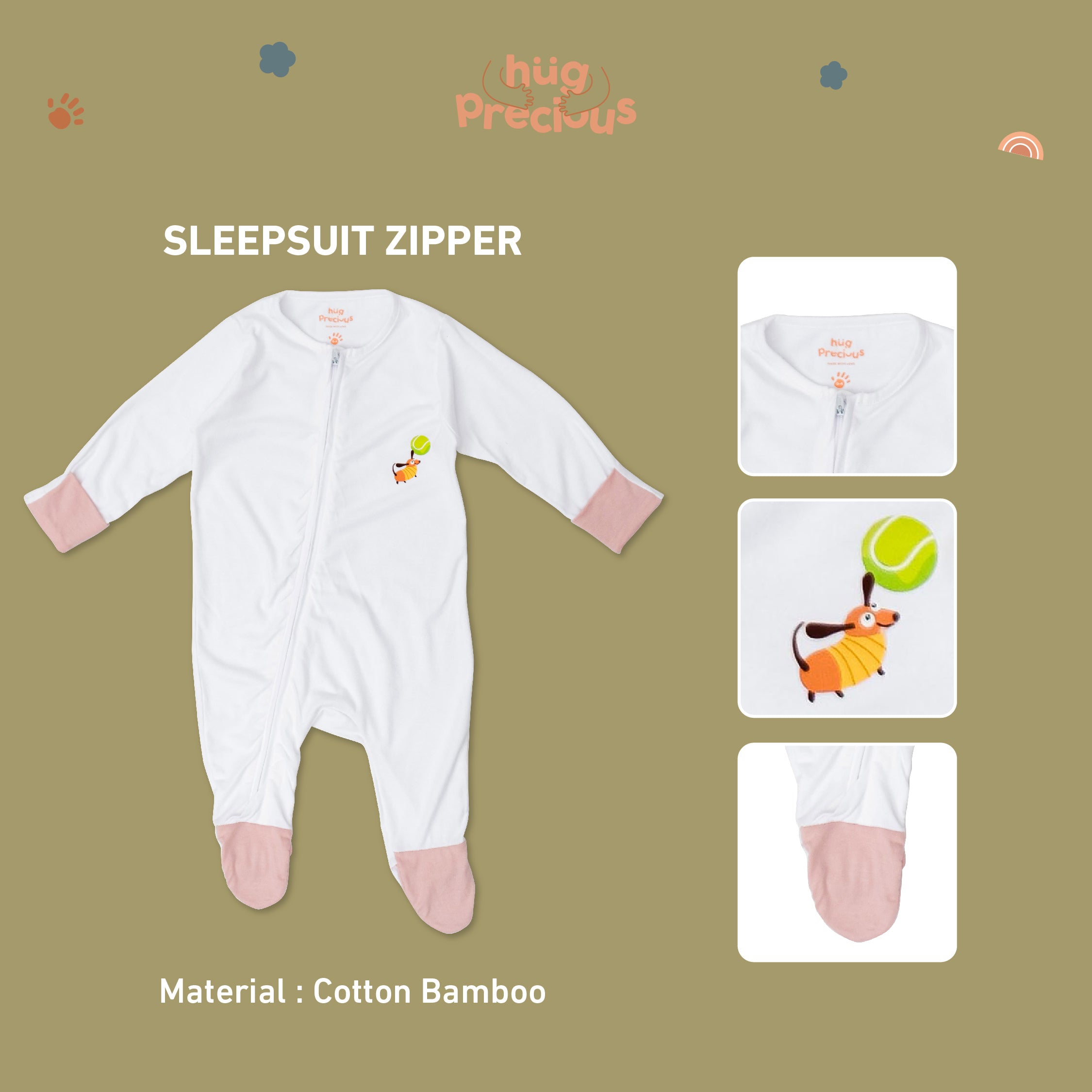 Sleepsuit Zipper PENNY THE TECKLE Bamboo