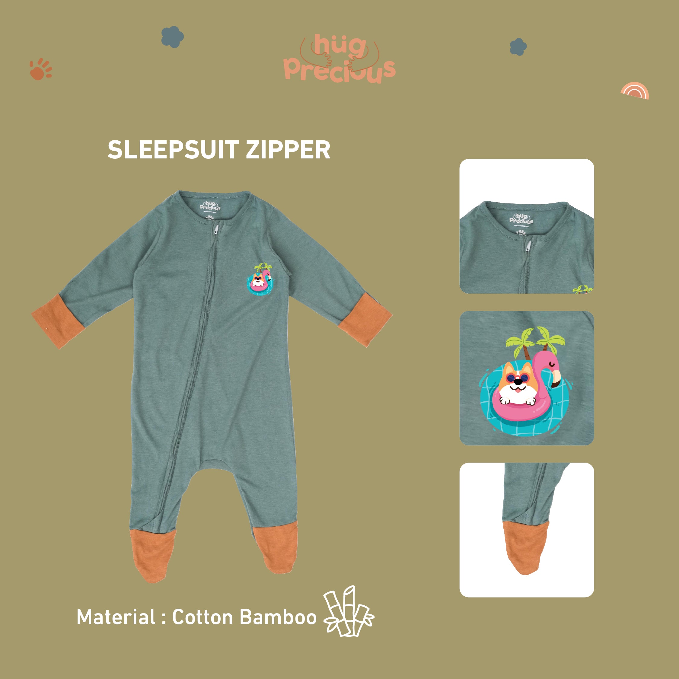 Sleepsuit Zipper SUMMER DOGGO Bamboo