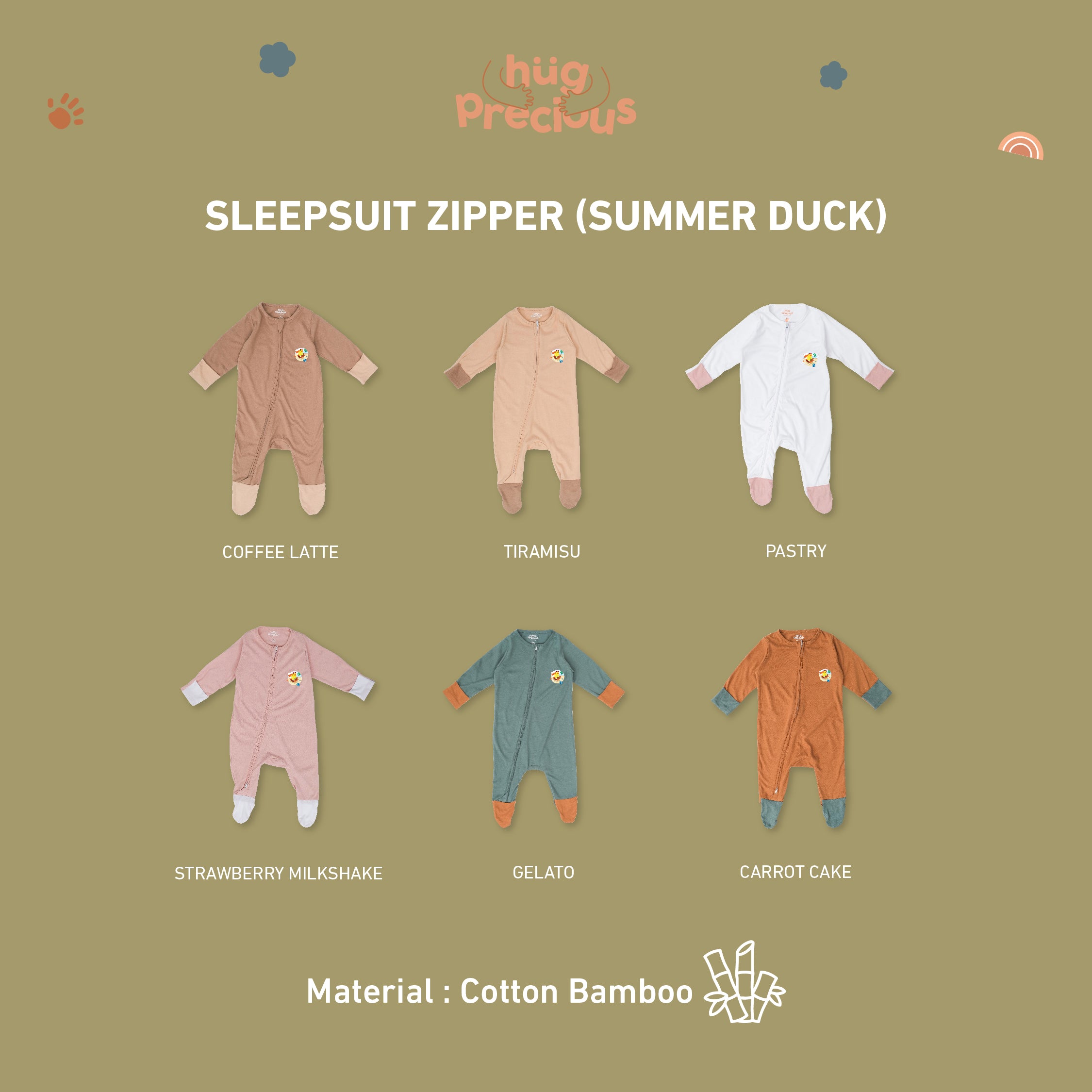 Sleepsuit Zipper SUMMER DUCK Bamboo