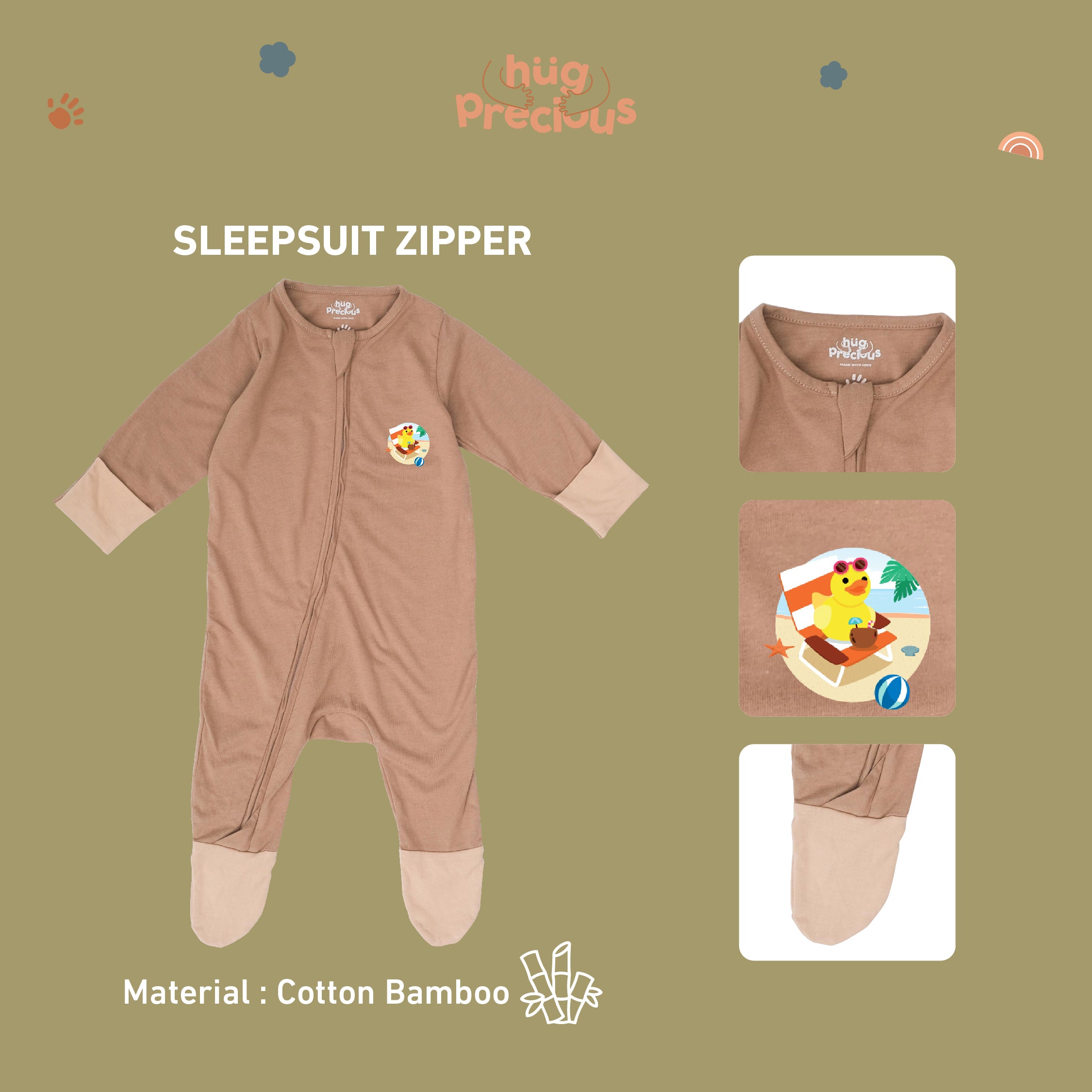 Sleepsuit Zipper SUMMER DUCK Bamboo