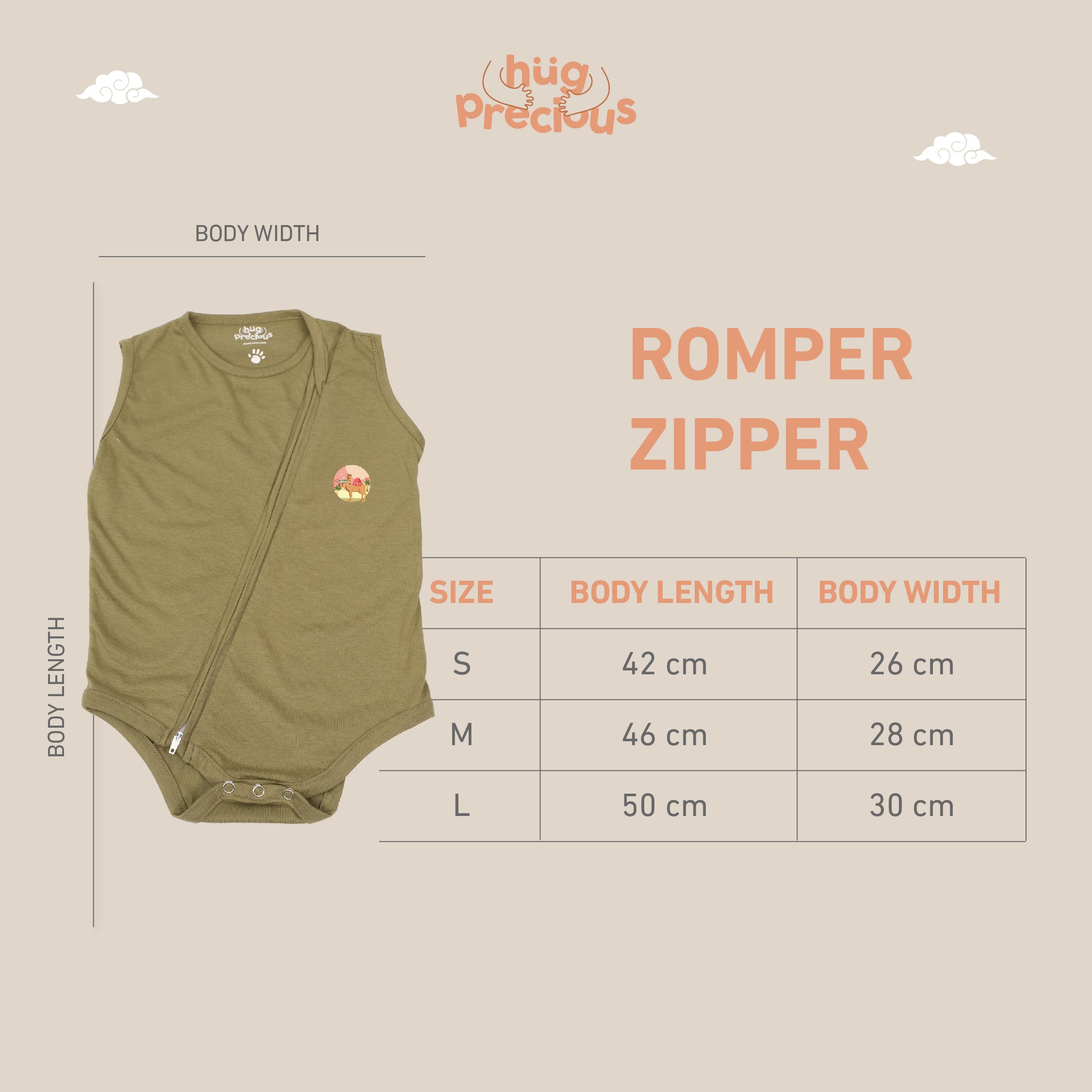 Romper Zipper SAHARA THE CAMEL Modal