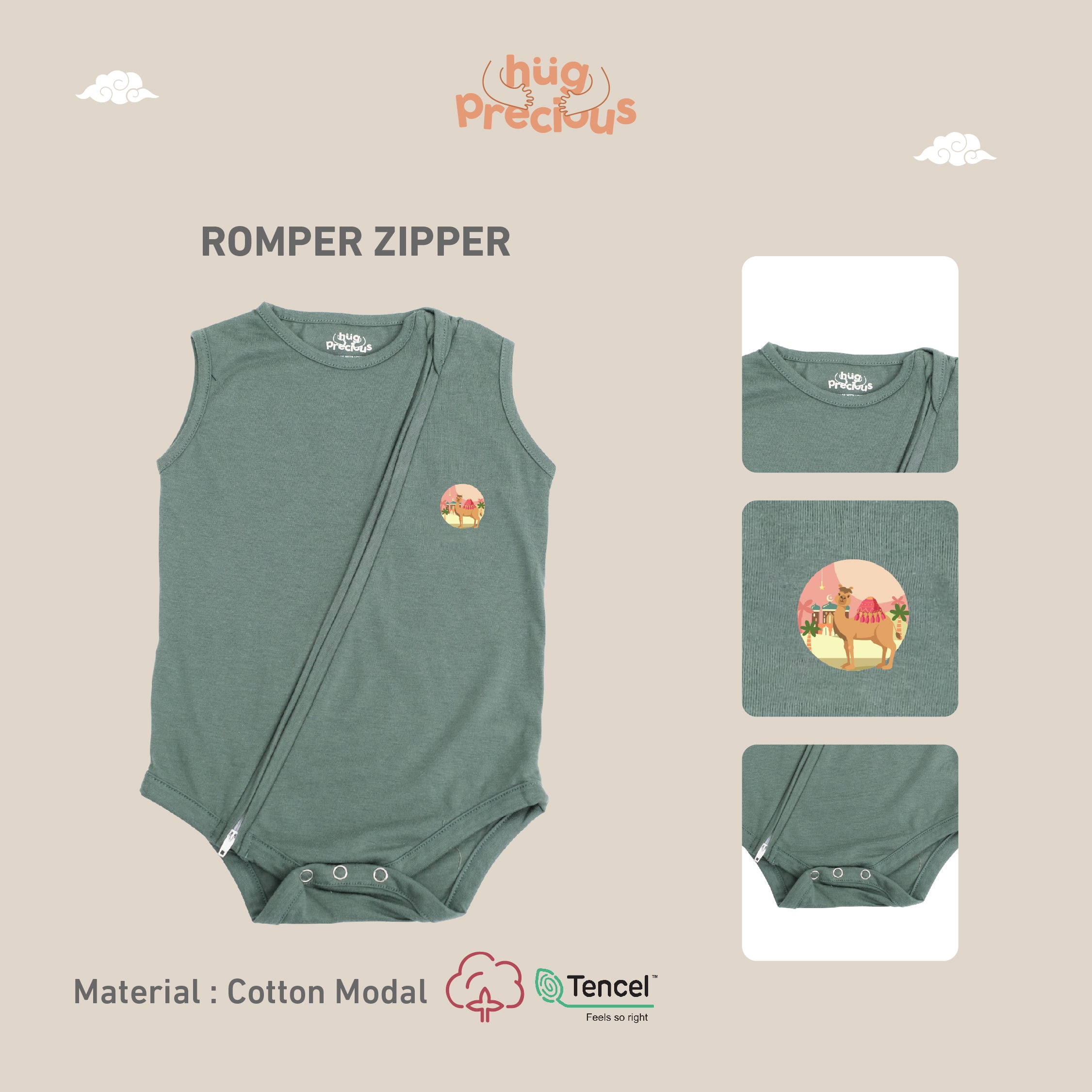 Romper Zipper SAHARA THE CAMEL Modal