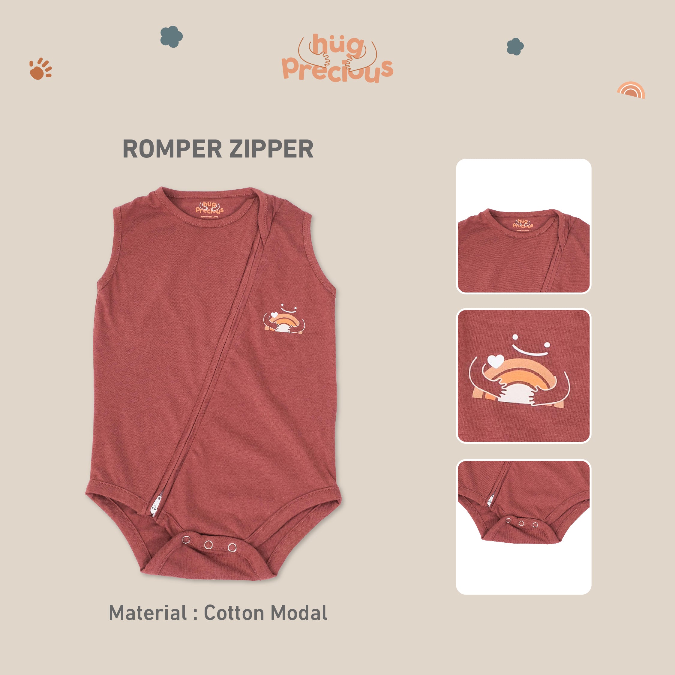 Romper Zipper CLOUD Modal